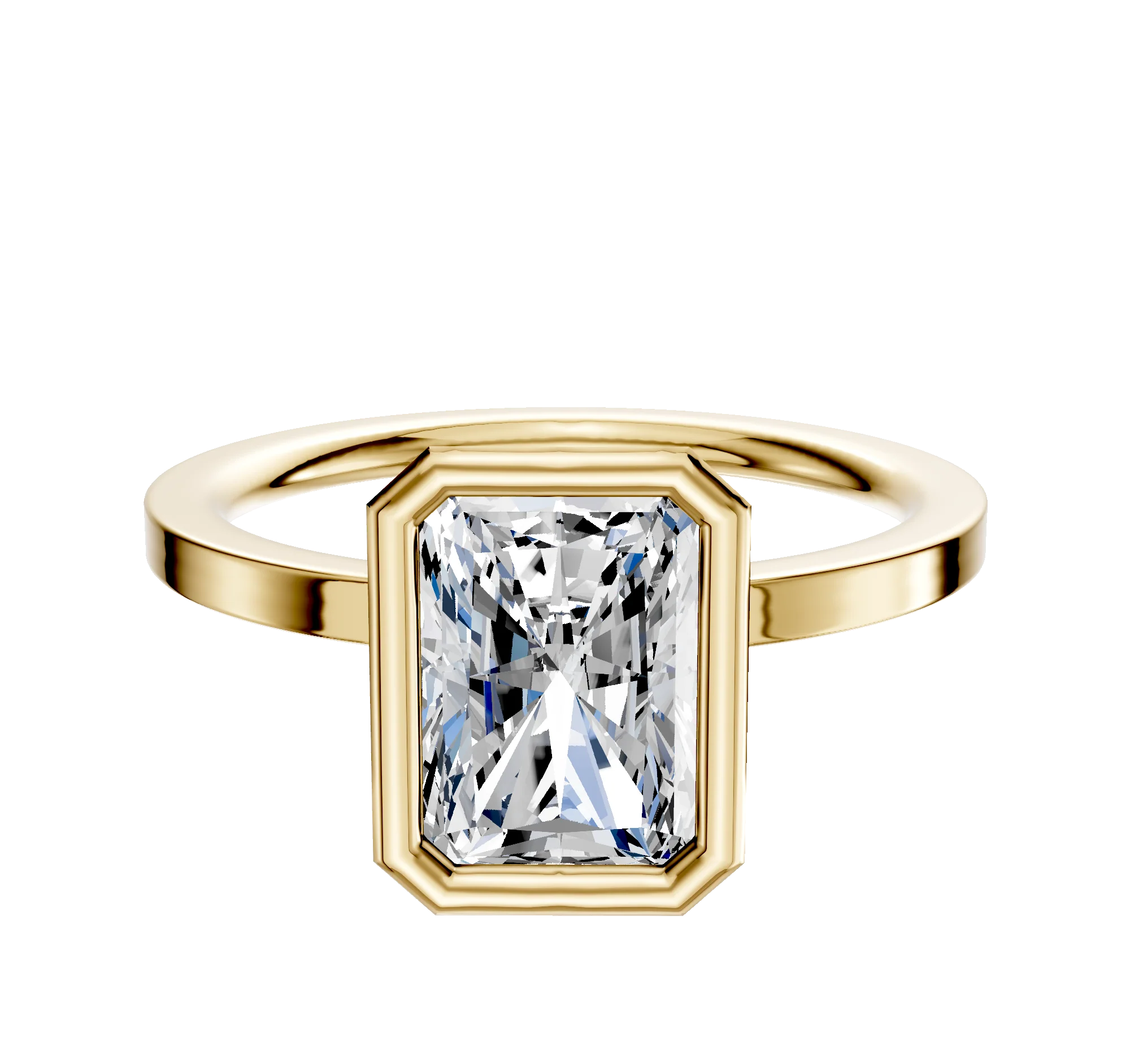 14K Yellow Gold Bezel Full Bezel North/South Classic Flat 1.5mm Engagement Ring