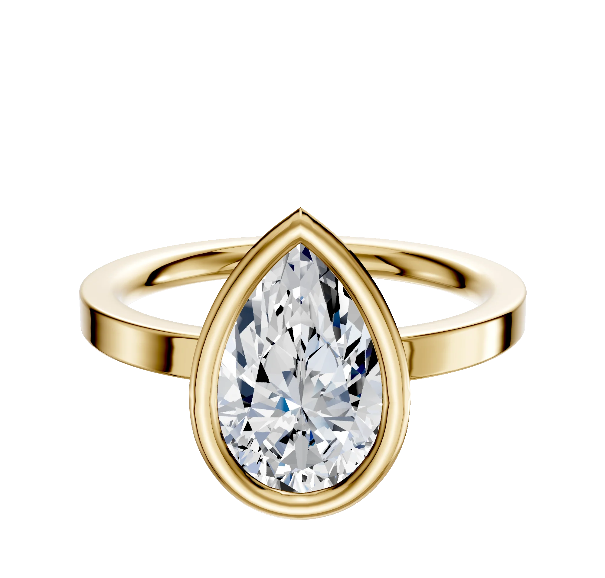14K Yellow Gold Bezel Full Bezel North/South Classic Flat 2.0mm Engagement Ring