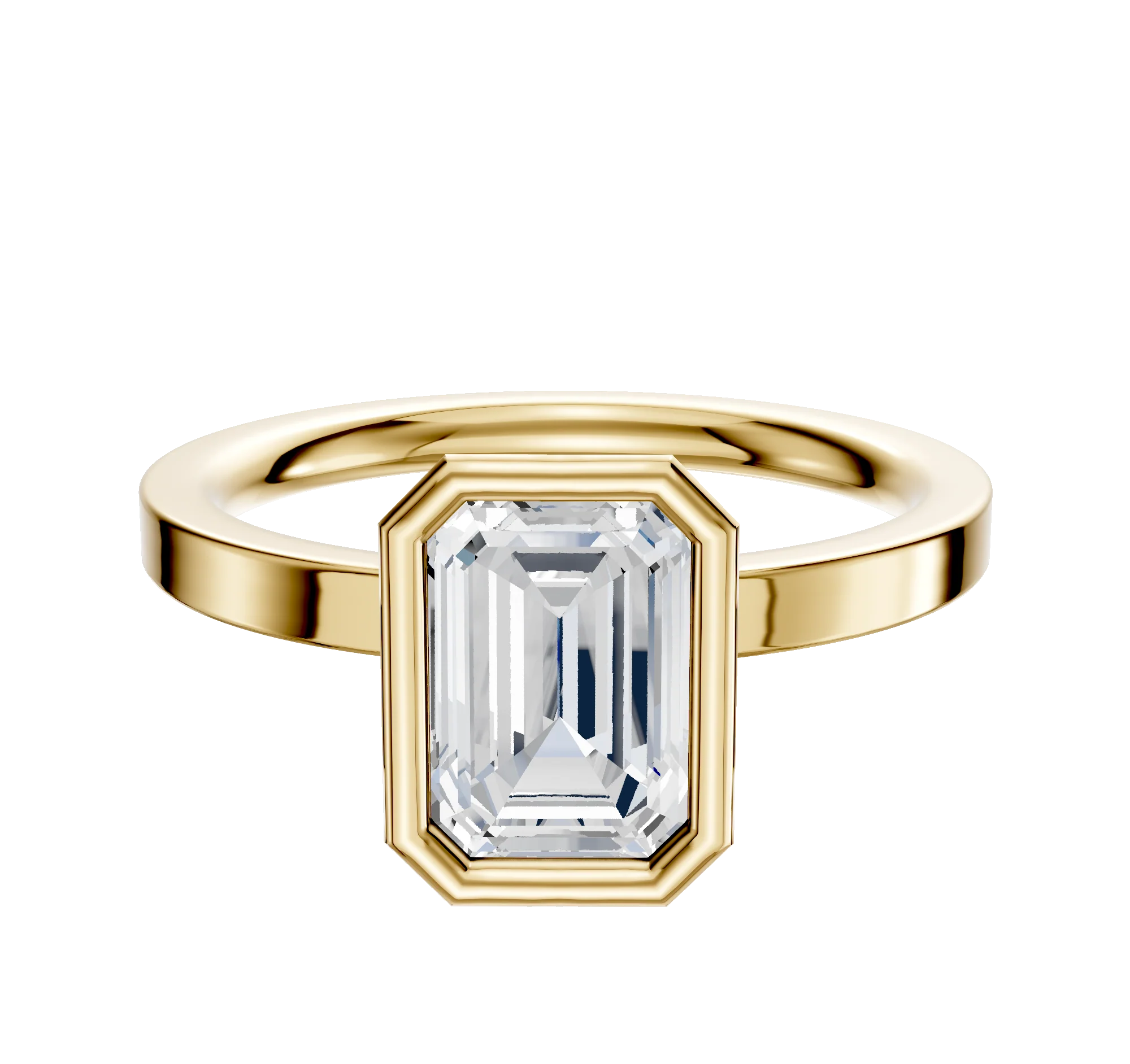 14K Yellow Gold Bezel Full Bezel North/South Classic Flat 2.0mm Engagement Ring