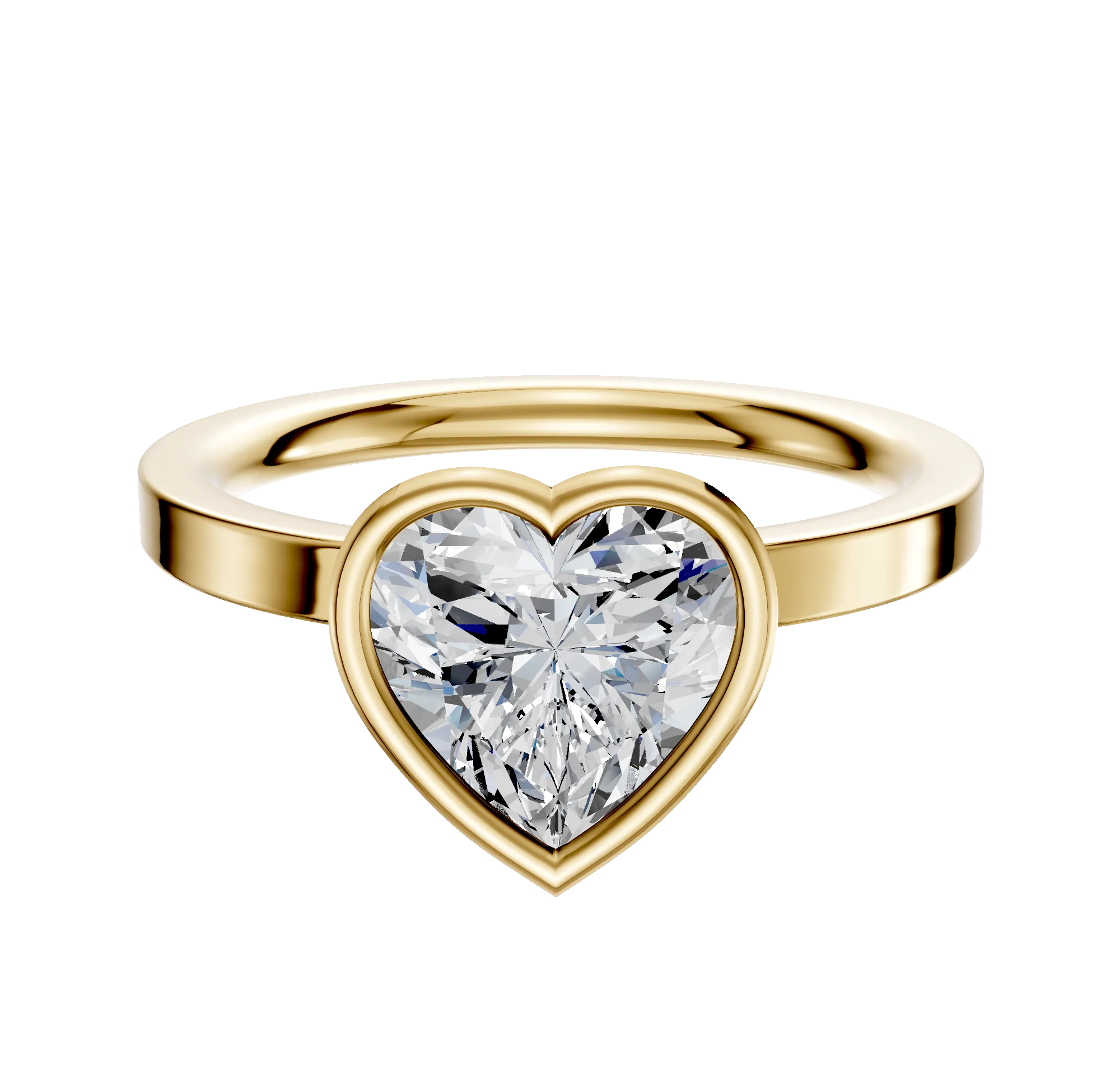 14K Yellow Gold Bezel Full Bezel North/South Classic Flat 2.0mm Engagement Ring