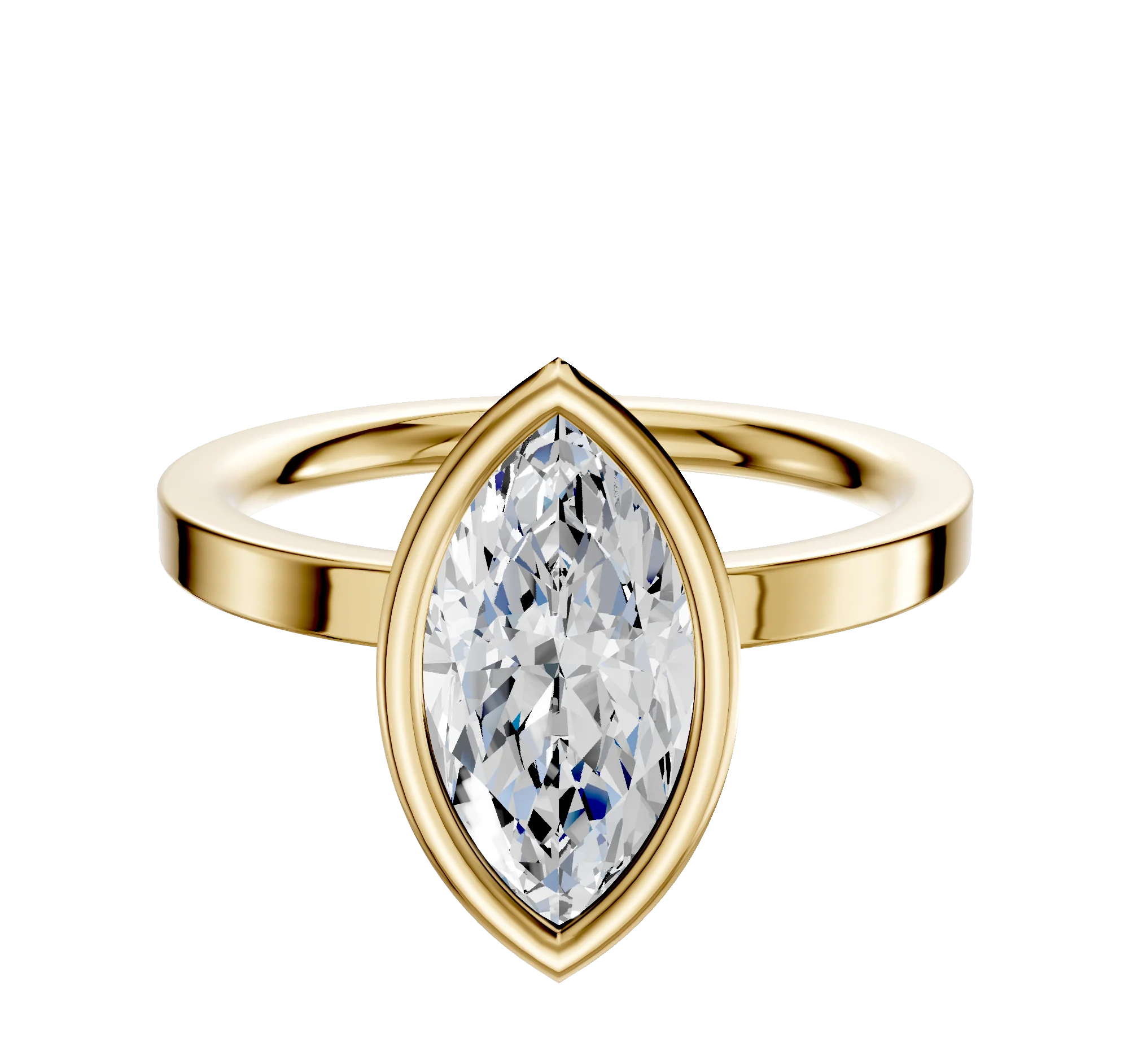 14K Yellow Gold Bezel Full Bezel North/South Classic Flat 2.0mm Engagement Ring