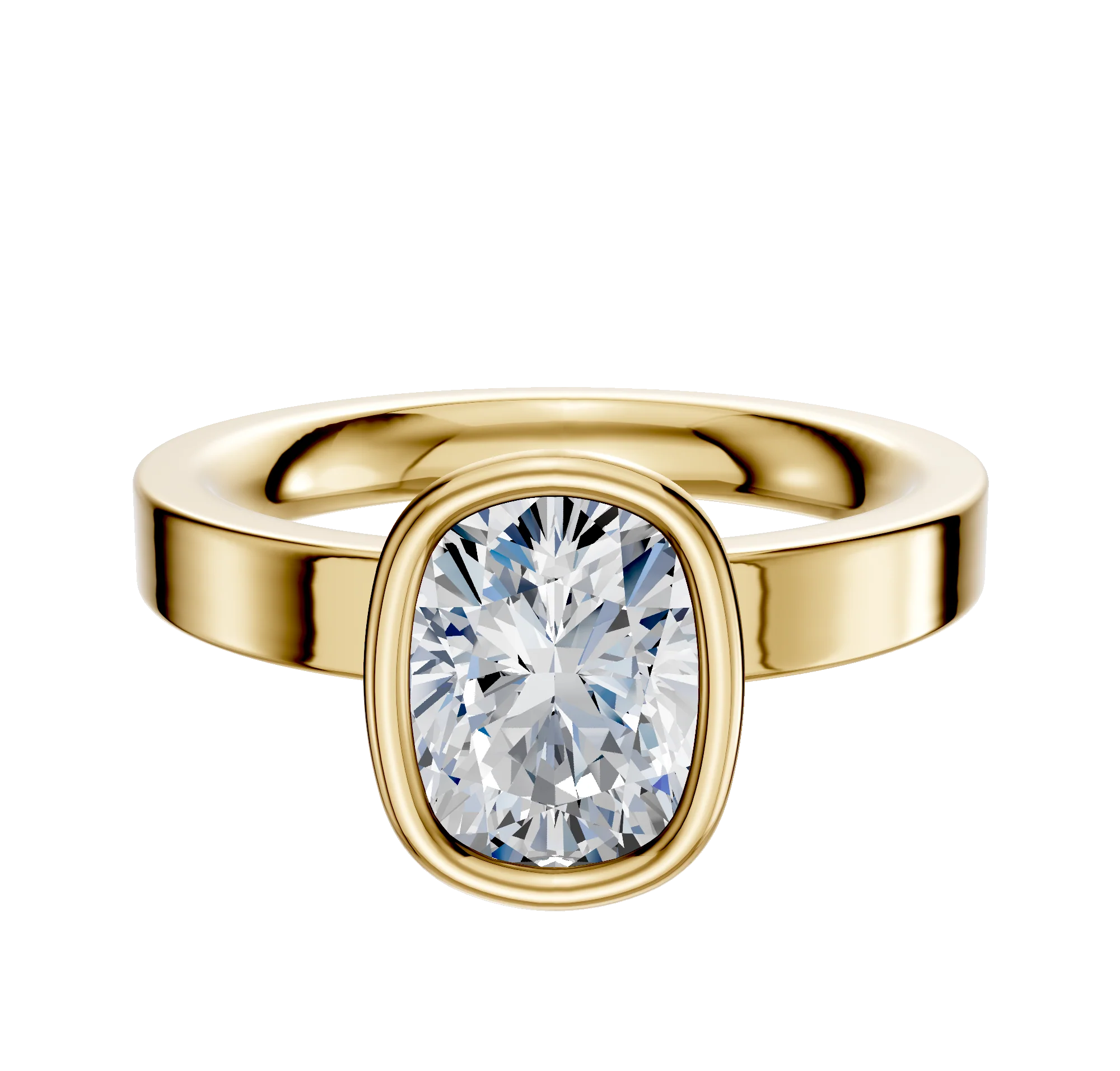 14K Yellow Gold Bezel Full Bezel North/South Classic Flat 3.0mm Engagement Ring