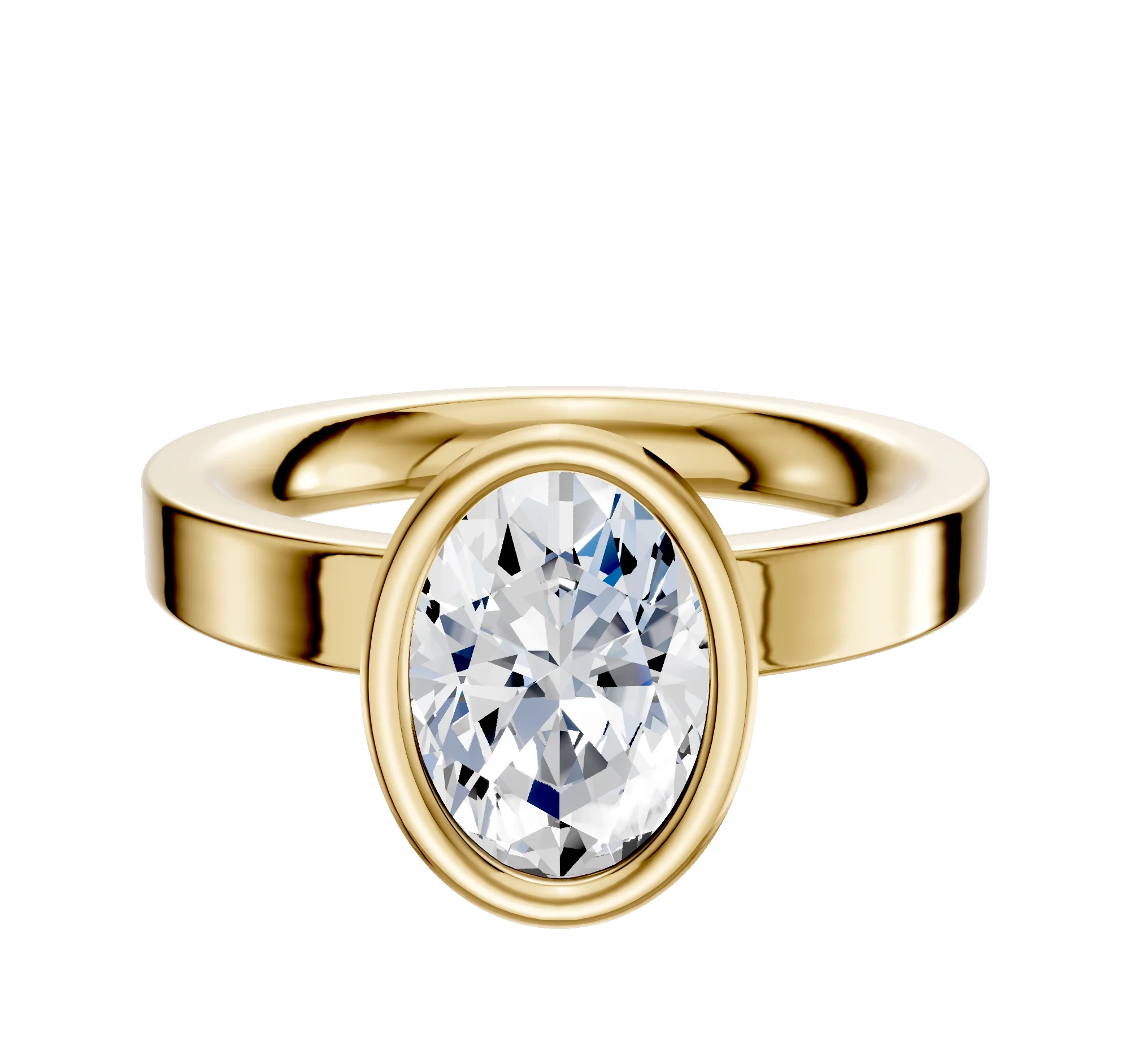 14K Yellow Gold Bezel Full Bezel North/South Classic Flat 3.0mm Engagement Ring