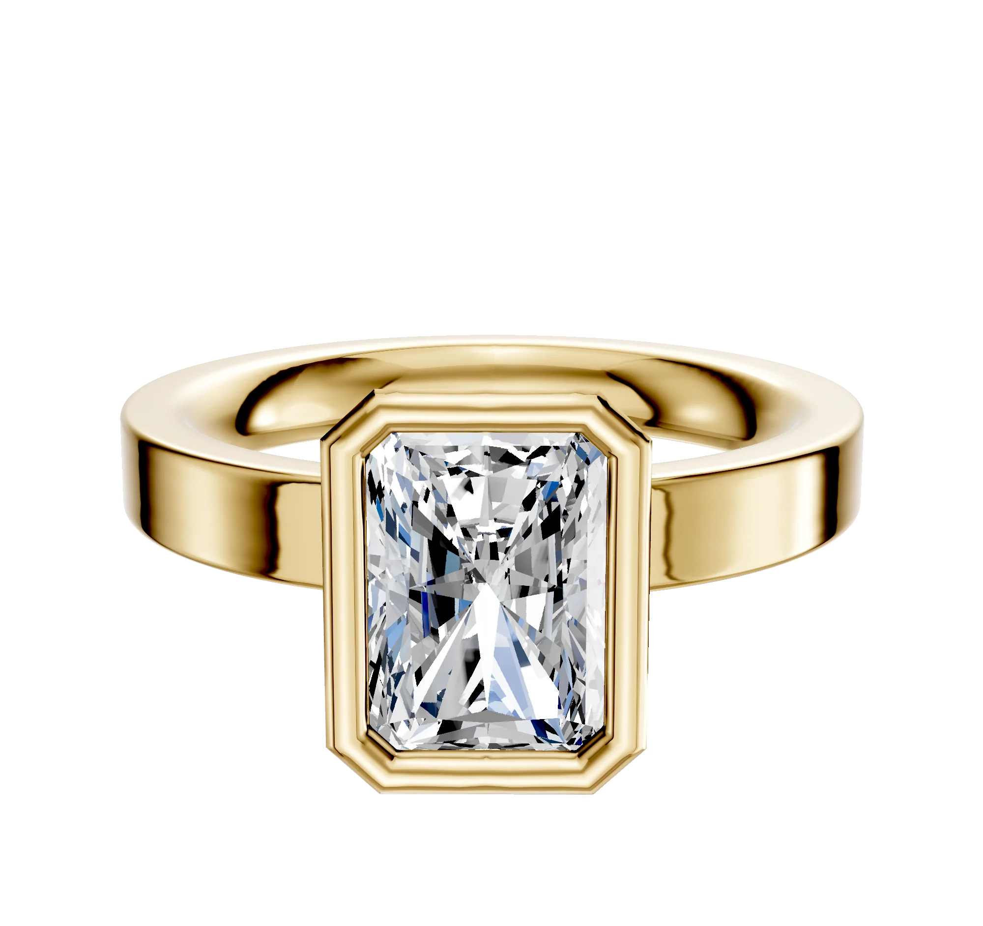 14K Yellow Gold Bezel Full Bezel North/South Classic Flat 3.0mm Engagement Ring