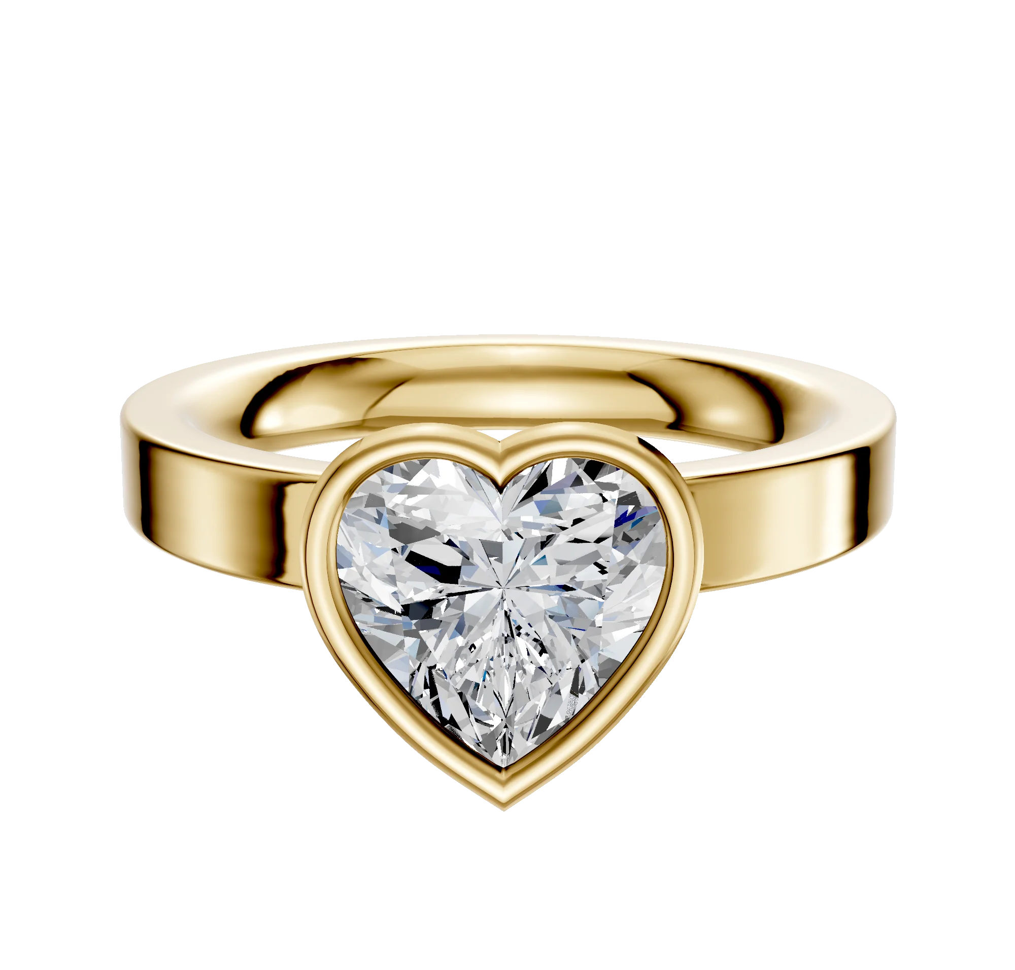 14K Yellow Gold Bezel Full Bezel North/South Classic Flat 3.0mm Engagement Ring