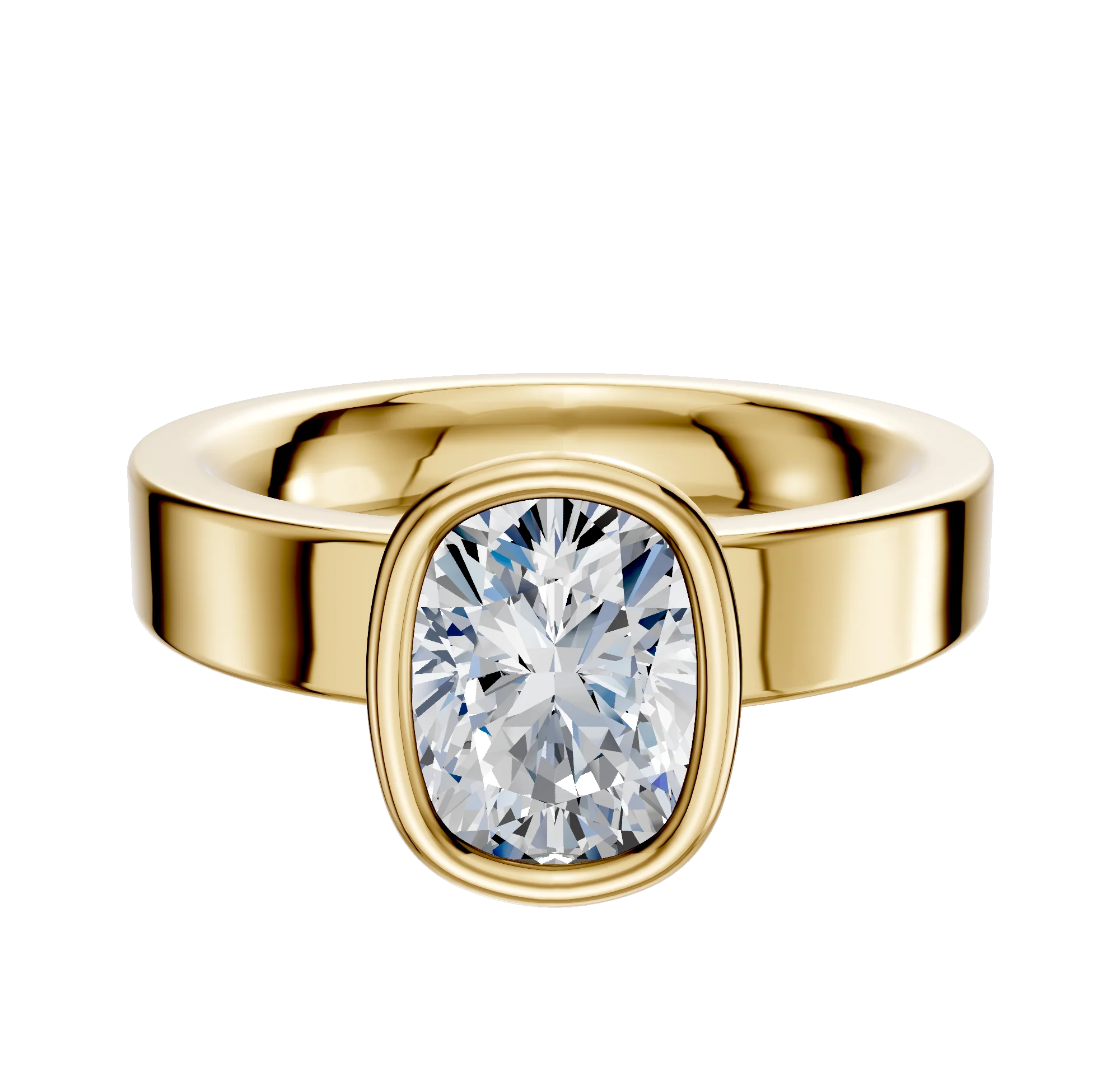 14K Yellow Gold Bezel Full Bezel North/South Classic Flat 4.0mm Engagement Ring