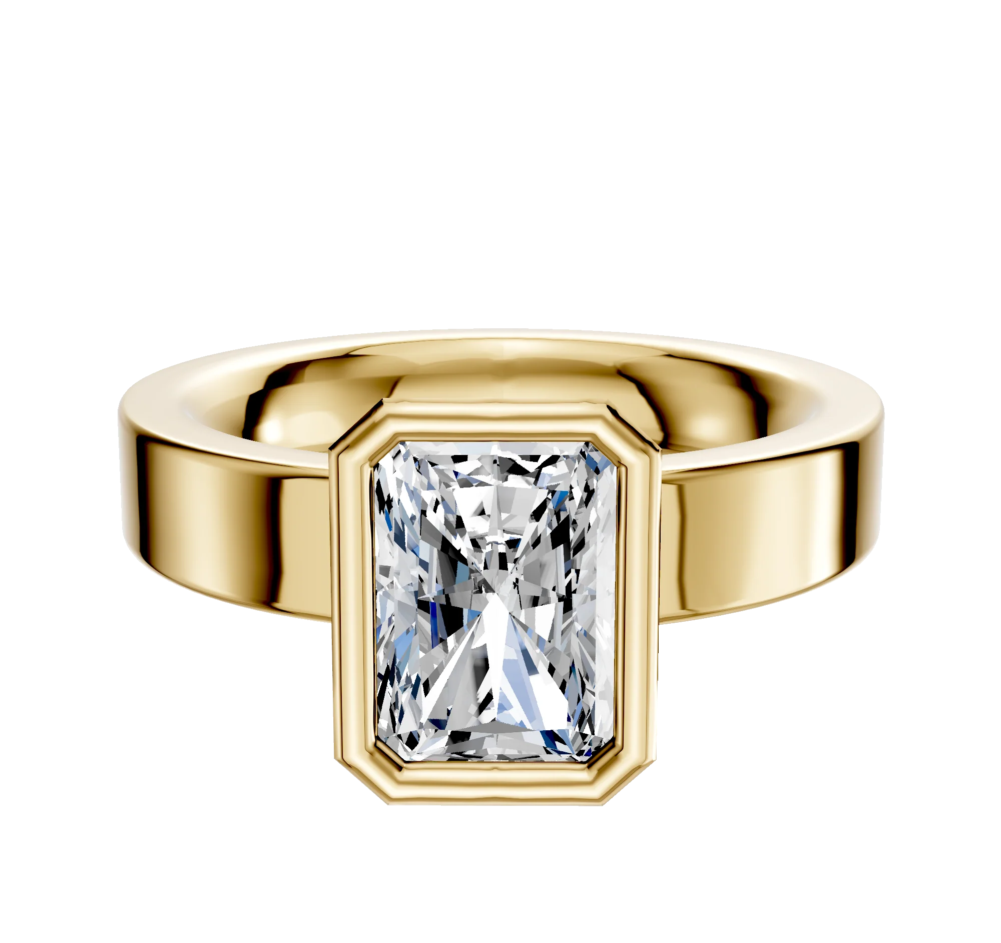 14K Yellow Gold Bezel Full Bezel North/South Classic Flat 4.0mm Engagement Ring