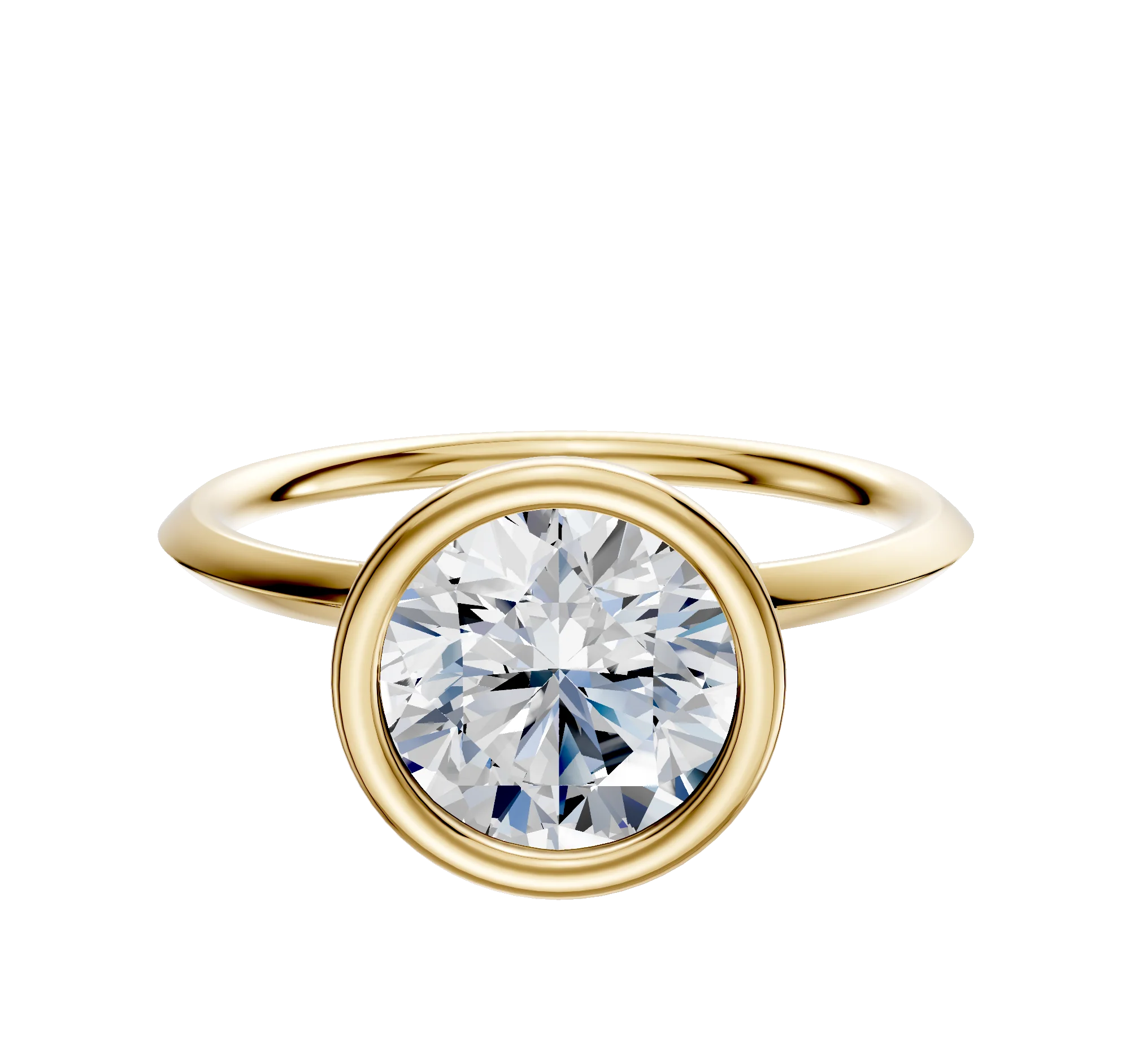 14K Yellow Gold Bezel Full Bezel North/South Classic Knife Edge 1.5mm Engagement Ring