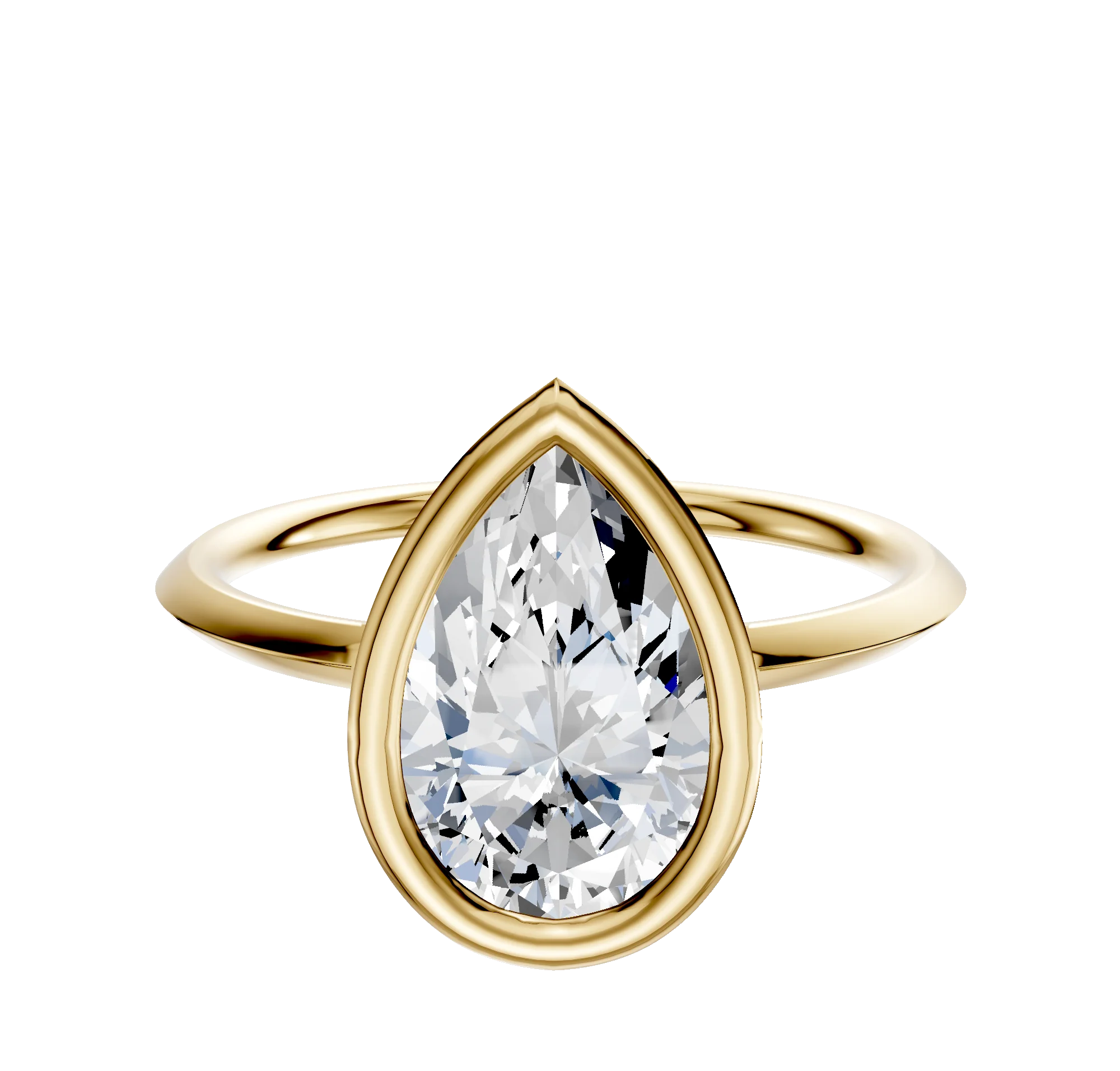 14K Yellow Gold Bezel Full Bezel North/South Classic Knife Edge 1.5mm Engagement Ring