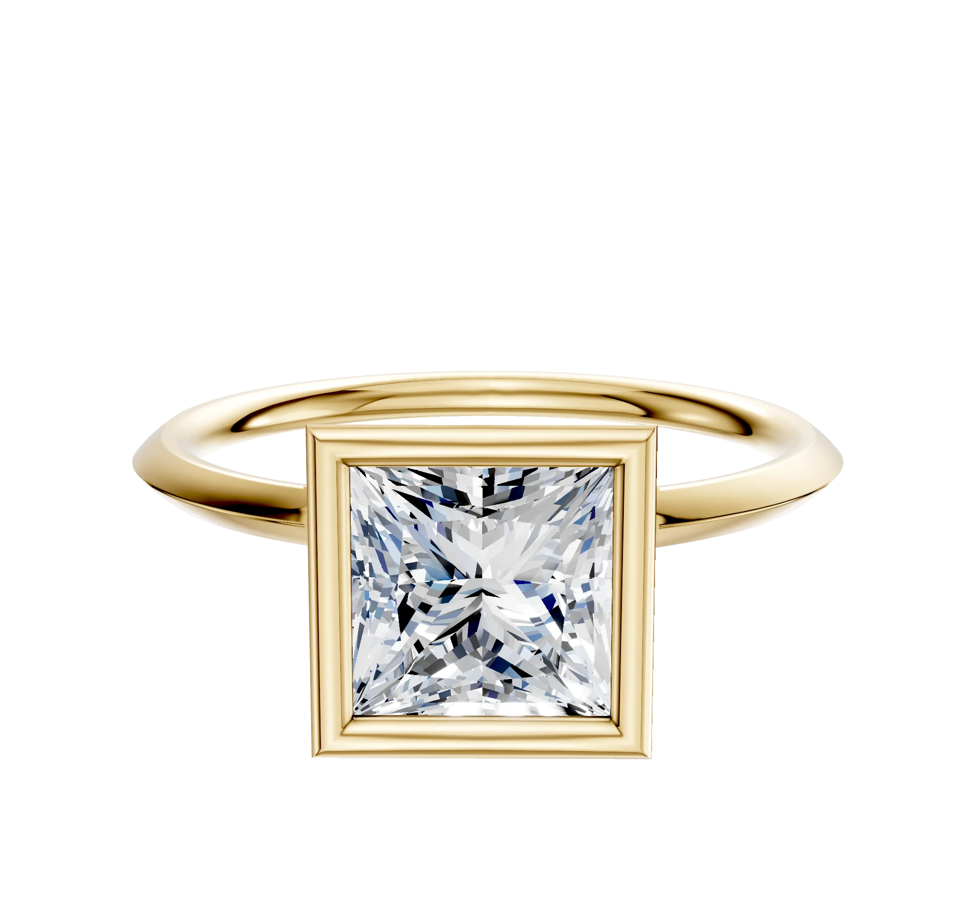 14K Yellow Gold Bezel Full Bezel North/South Classic Knife Edge 1.5mm Engagement Ring