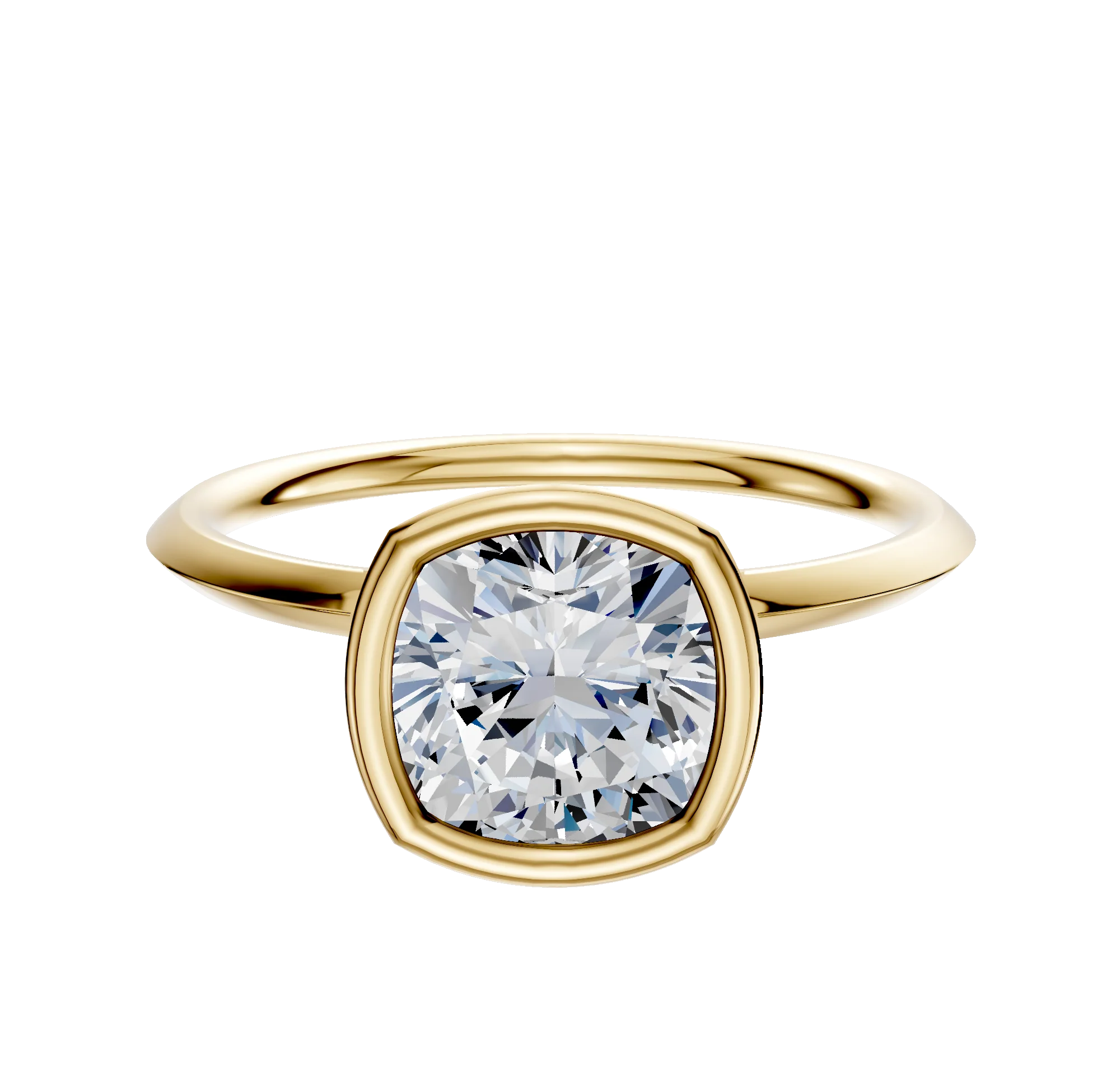 14K Yellow Gold Bezel Full Bezel North/South Classic Knife Edge 1.5mm Engagement Ring