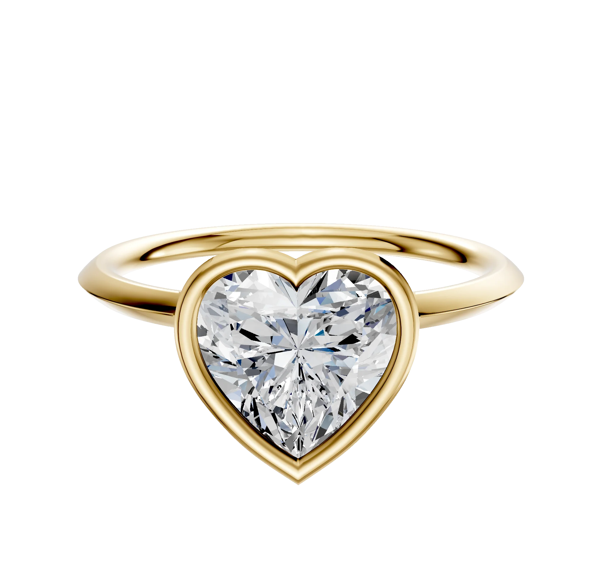 14K Yellow Gold Bezel Full Bezel North/South Classic Knife Edge 1.5mm Engagement Ring