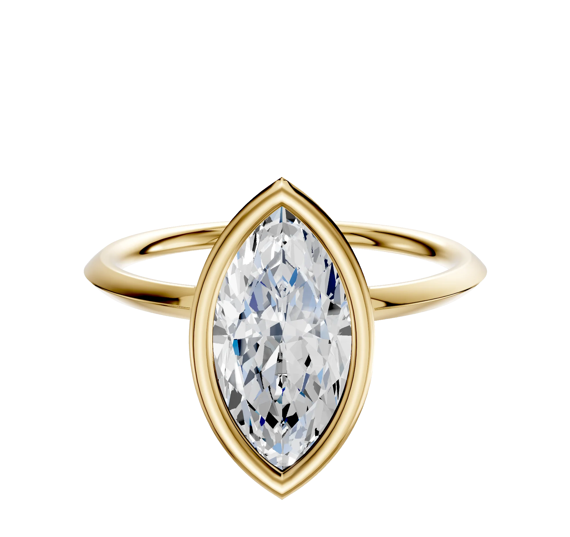 14K Yellow Gold Bezel Full Bezel North/South Classic Knife Edge 1.5mm Engagement Ring