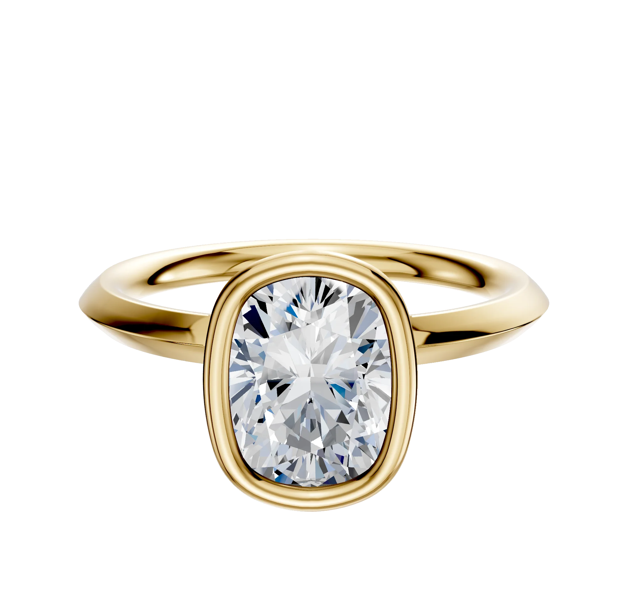 14K Yellow Gold Bezel Full Bezel North/South Classic Knife Edge 2.0mm Engagement Ring