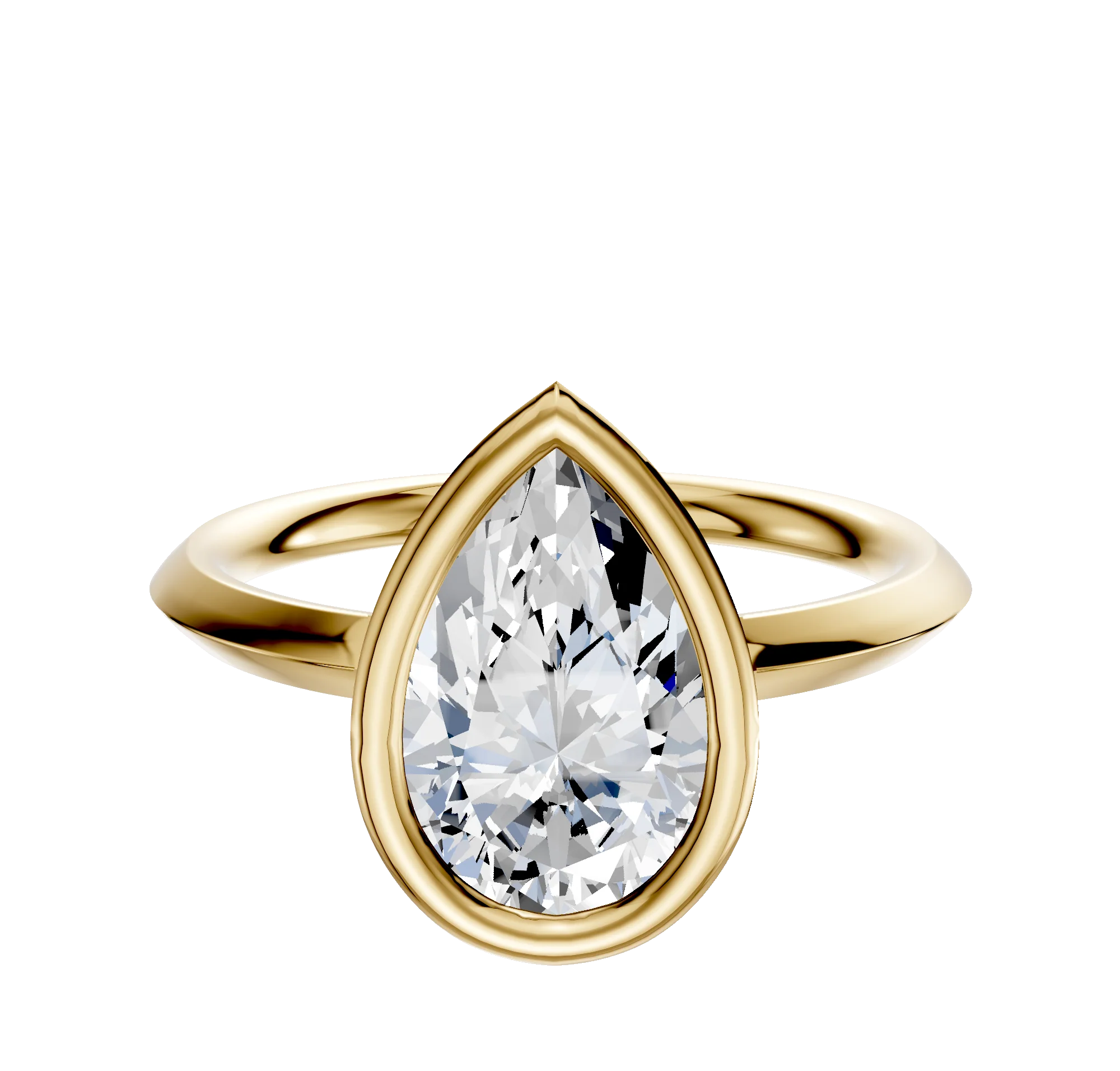 14K Yellow Gold Bezel Full Bezel North/South Classic Knife Edge 2.0mm Engagement Ring