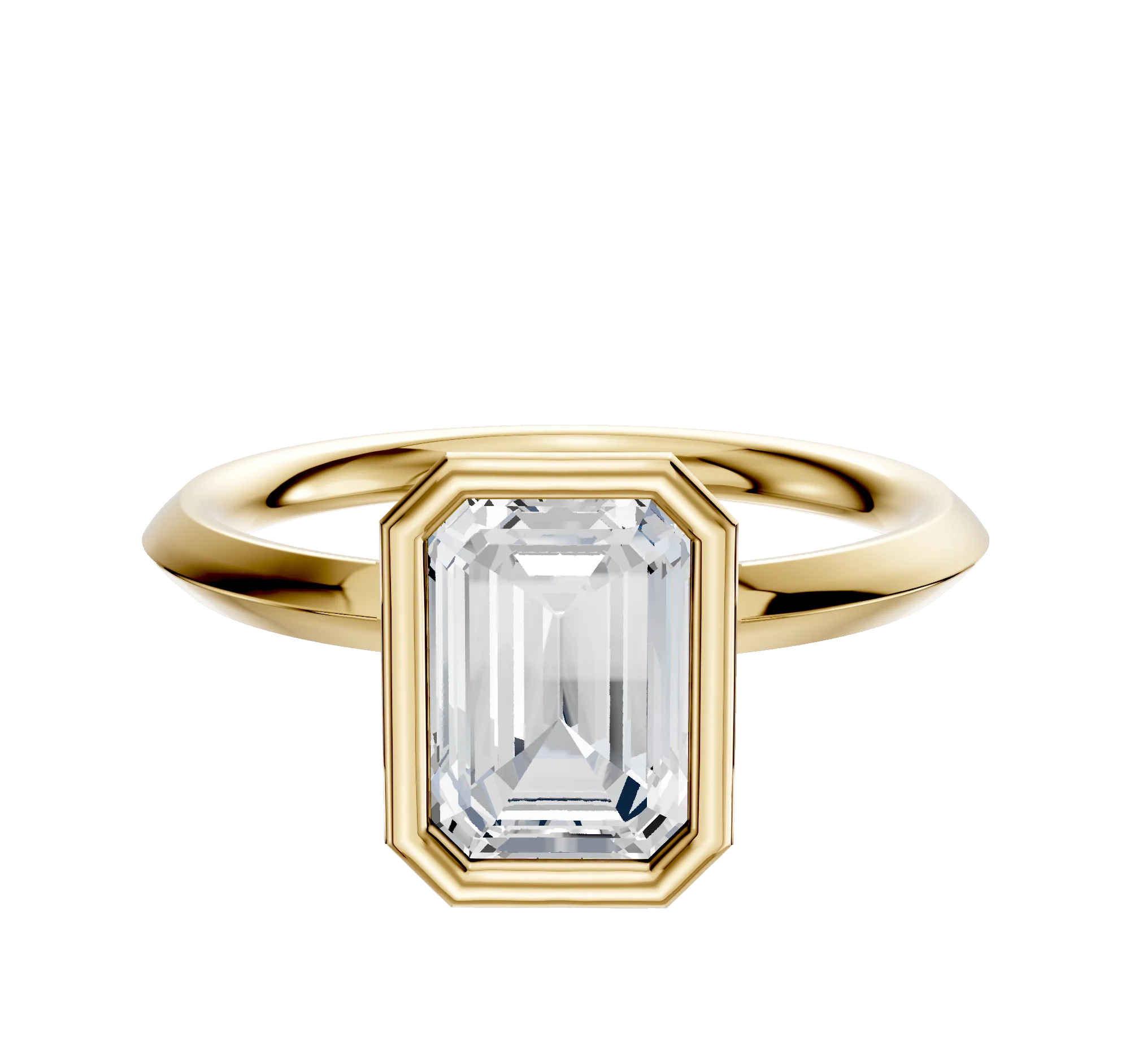 14K Yellow Gold Bezel Full Bezel North/South Classic Knife Edge 2.0mm Engagement Ring
