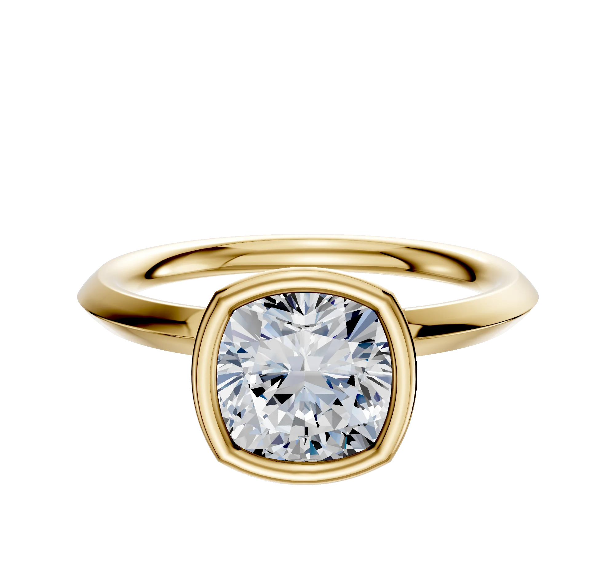 14K Yellow Gold Bezel Full Bezel North/South Classic Knife Edge 2.0mm Engagement Ring