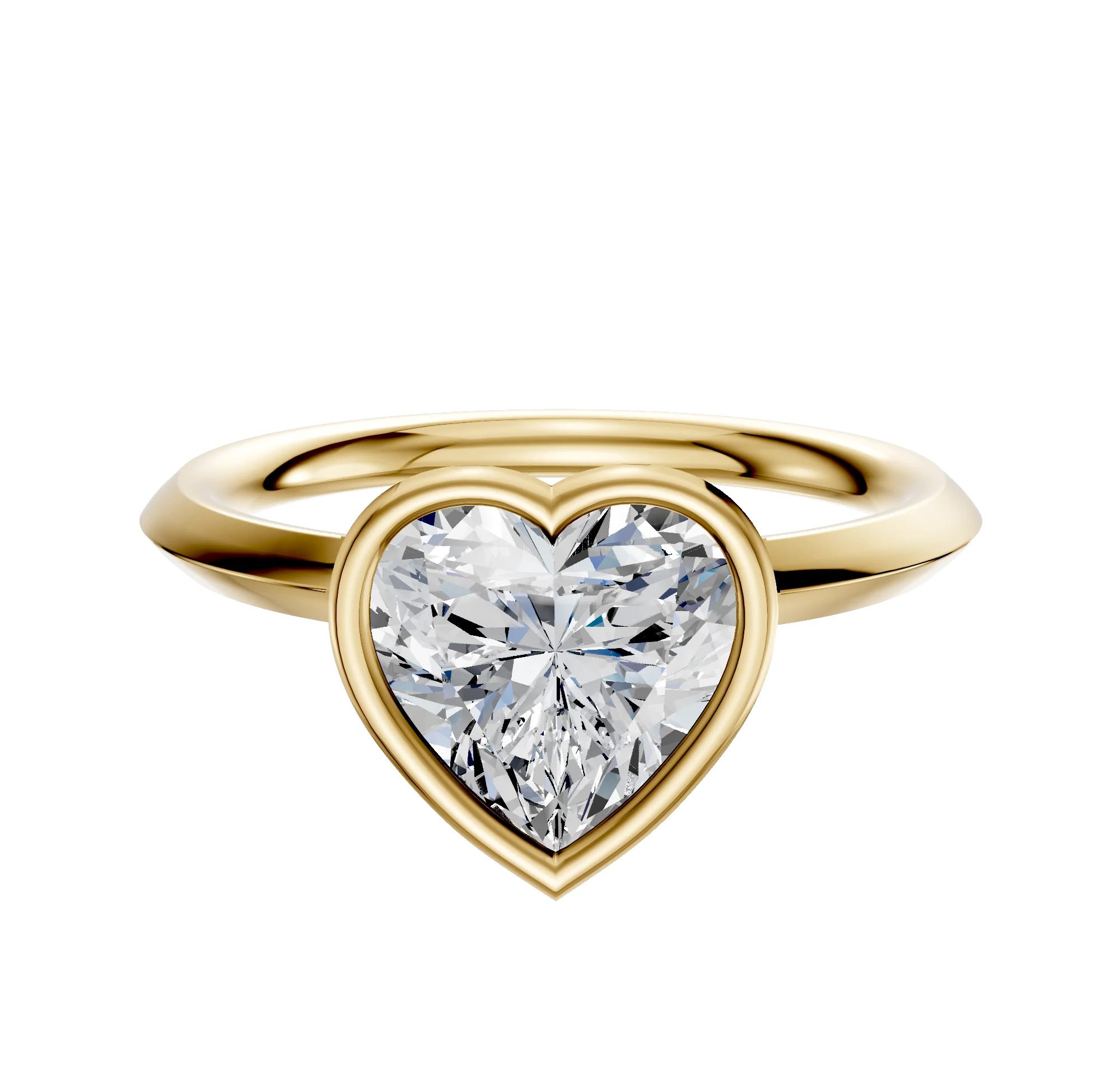14K Yellow Gold Bezel Full Bezel North/South Classic Knife Edge 2.0mm Engagement Ring
