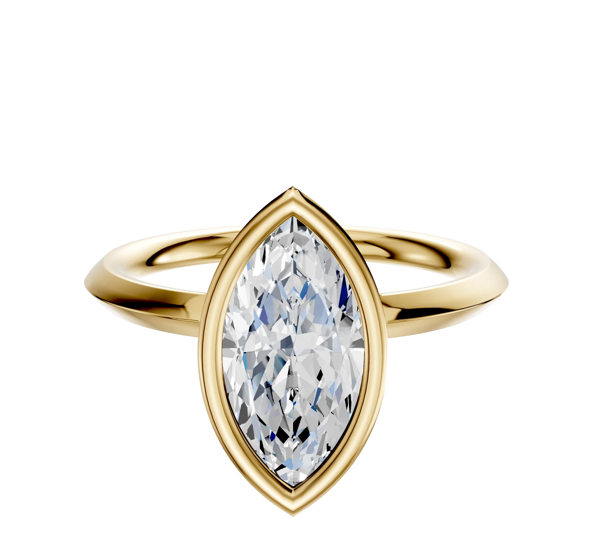 14K Yellow Gold Bezel Full Bezel North/South Classic Knife Edge 2.0mm Engagement Ring