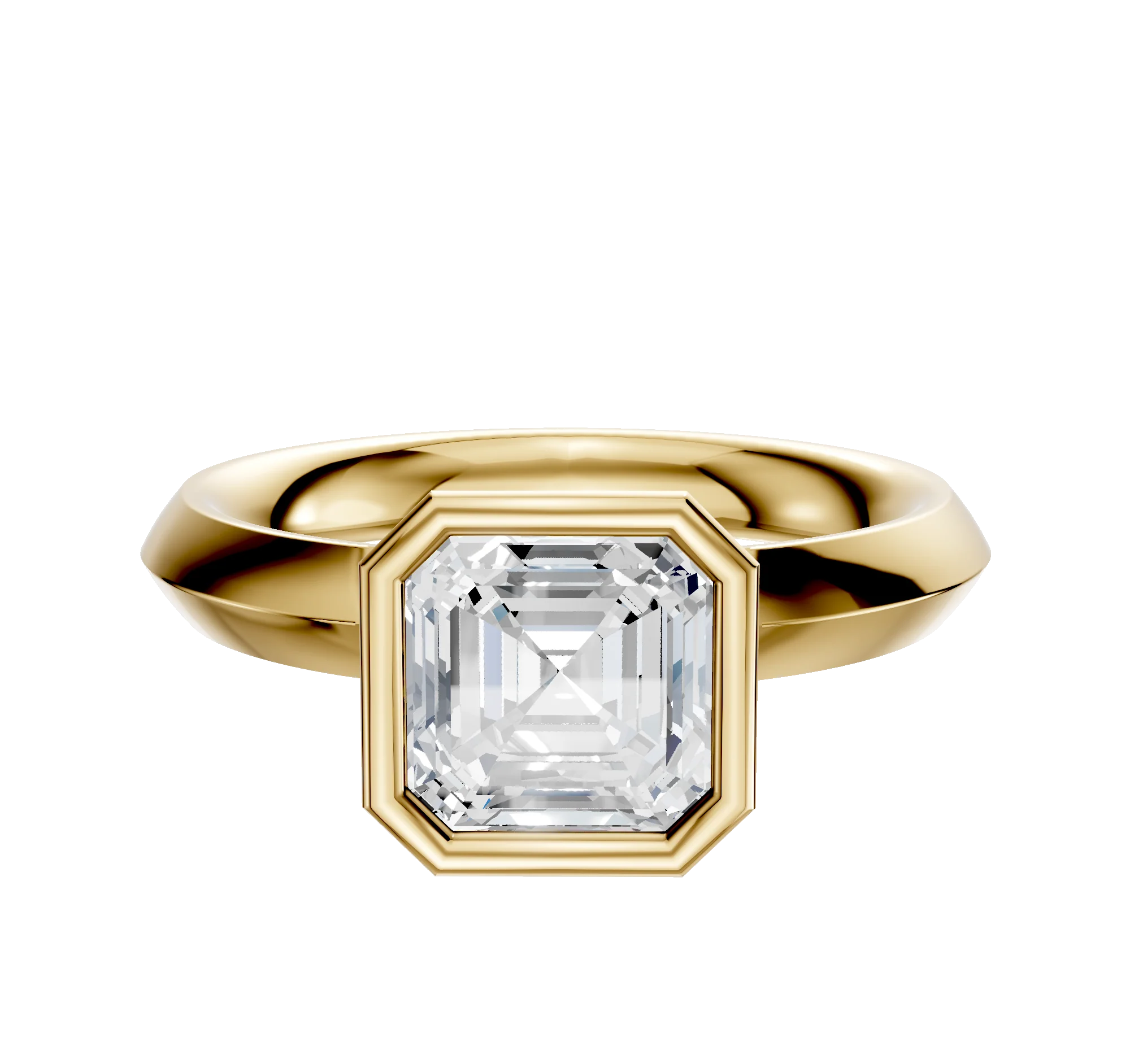 14K Yellow Gold Bezel Full Bezel North/South Classic Knife Edge 3.0mm Engagement Ring