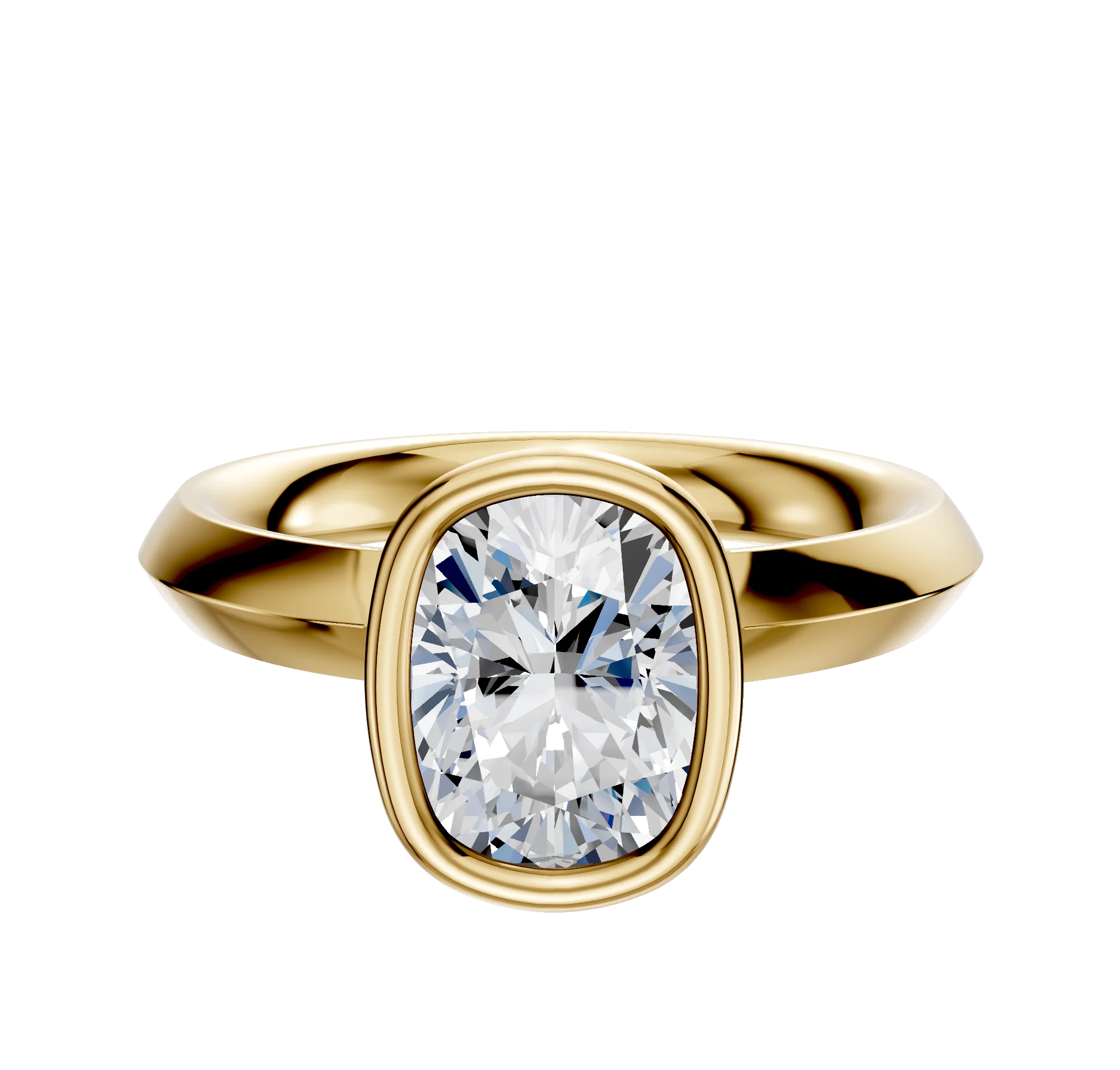 14K Yellow Gold Bezel Full Bezel North/South Classic Knife Edge 3.0mm Engagement Ring