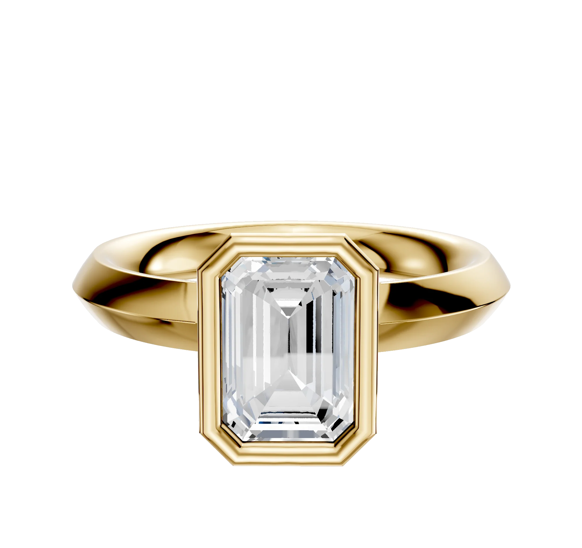 14K Yellow Gold Bezel Full Bezel North/South Classic Knife Edge 3.0mm Engagement Ring