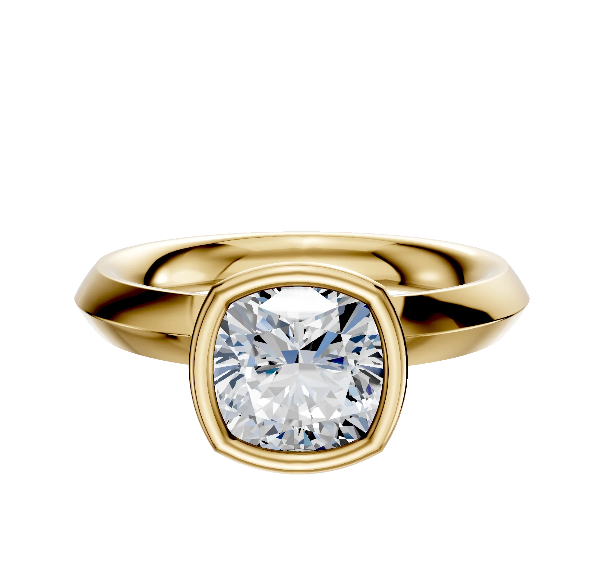 14K Yellow Gold Bezel Full Bezel North/South Classic Knife Edge 3.0mm Engagement Ring