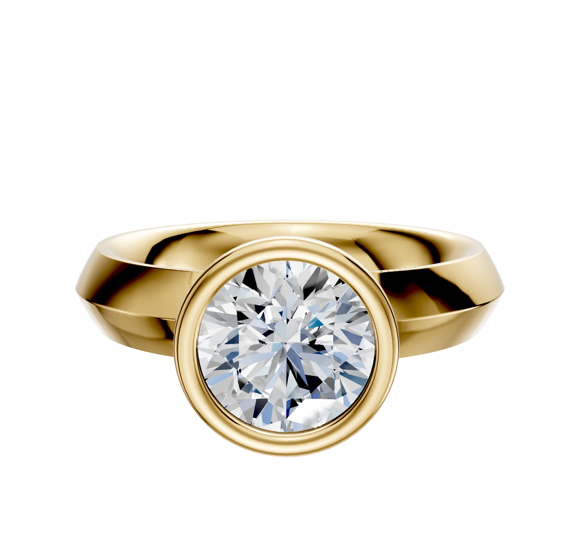14K Yellow Gold Bezel Full Bezel North/South Classic Knife Edge 4.0mm Engagement Ring