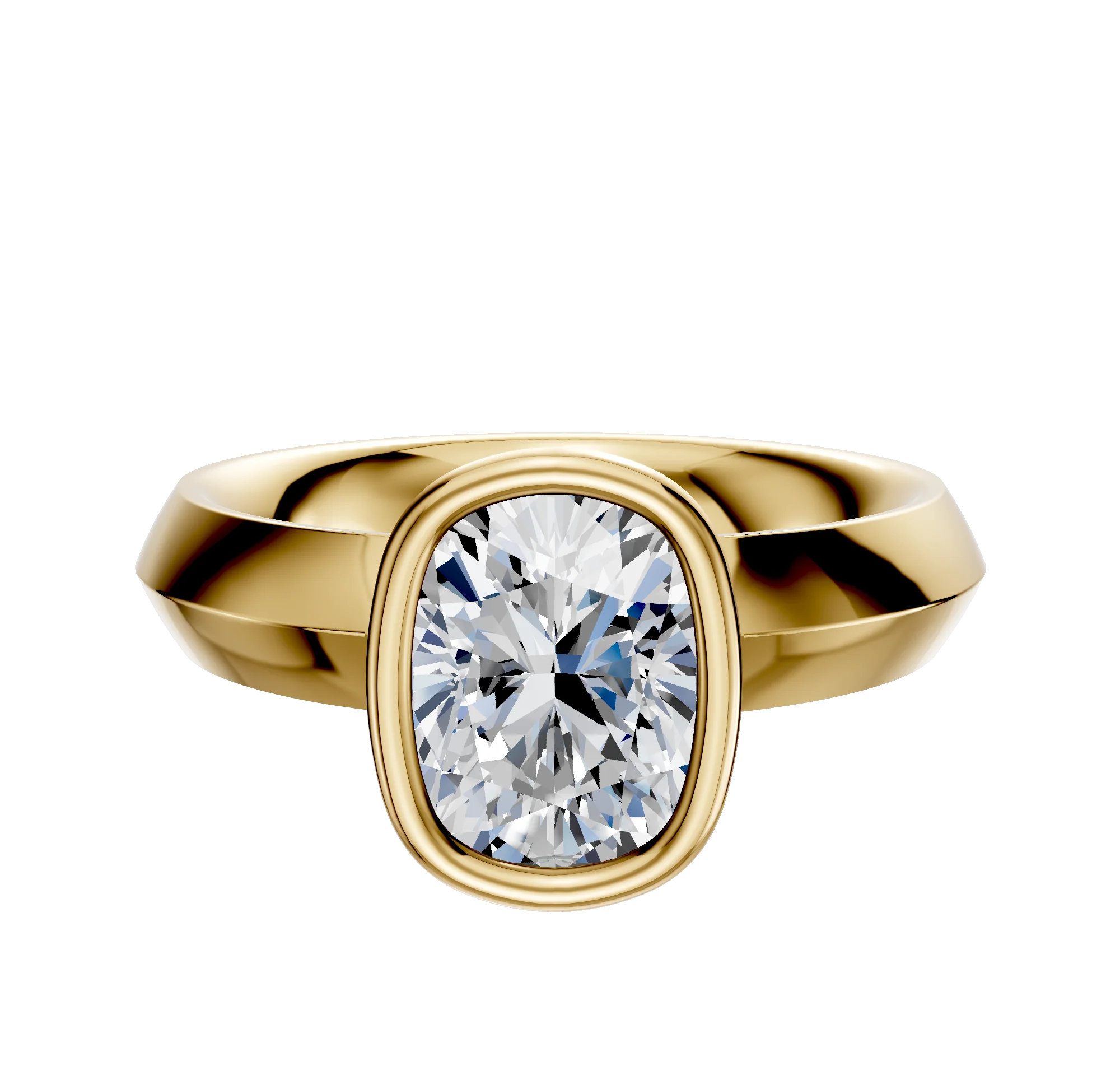 14K Yellow Gold Bezel Full Bezel North/South Classic Knife Edge 4.0mm Engagement Ring