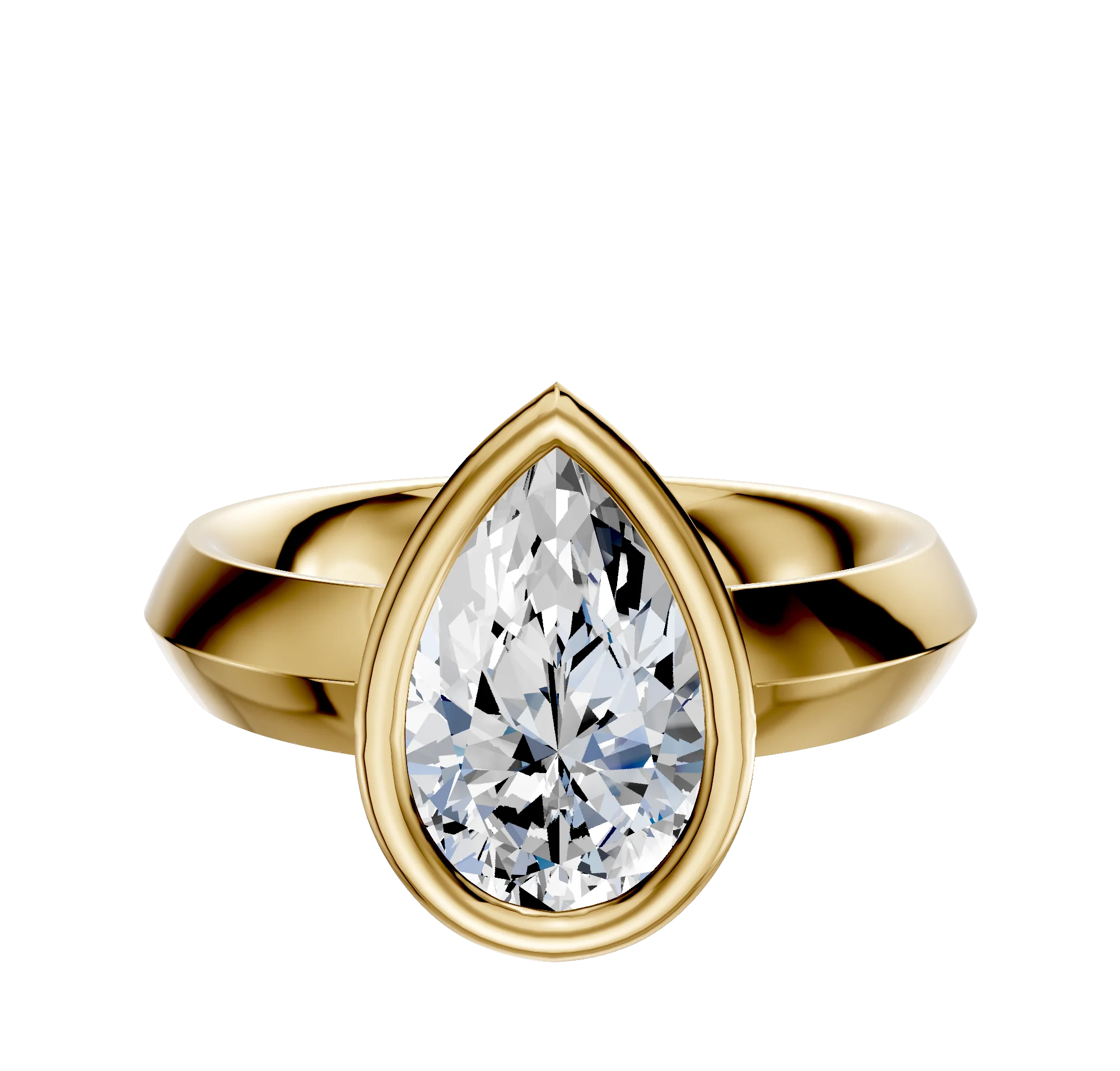 14K Yellow Gold Bezel Full Bezel North/South Classic Knife Edge 4.0mm Engagement Ring