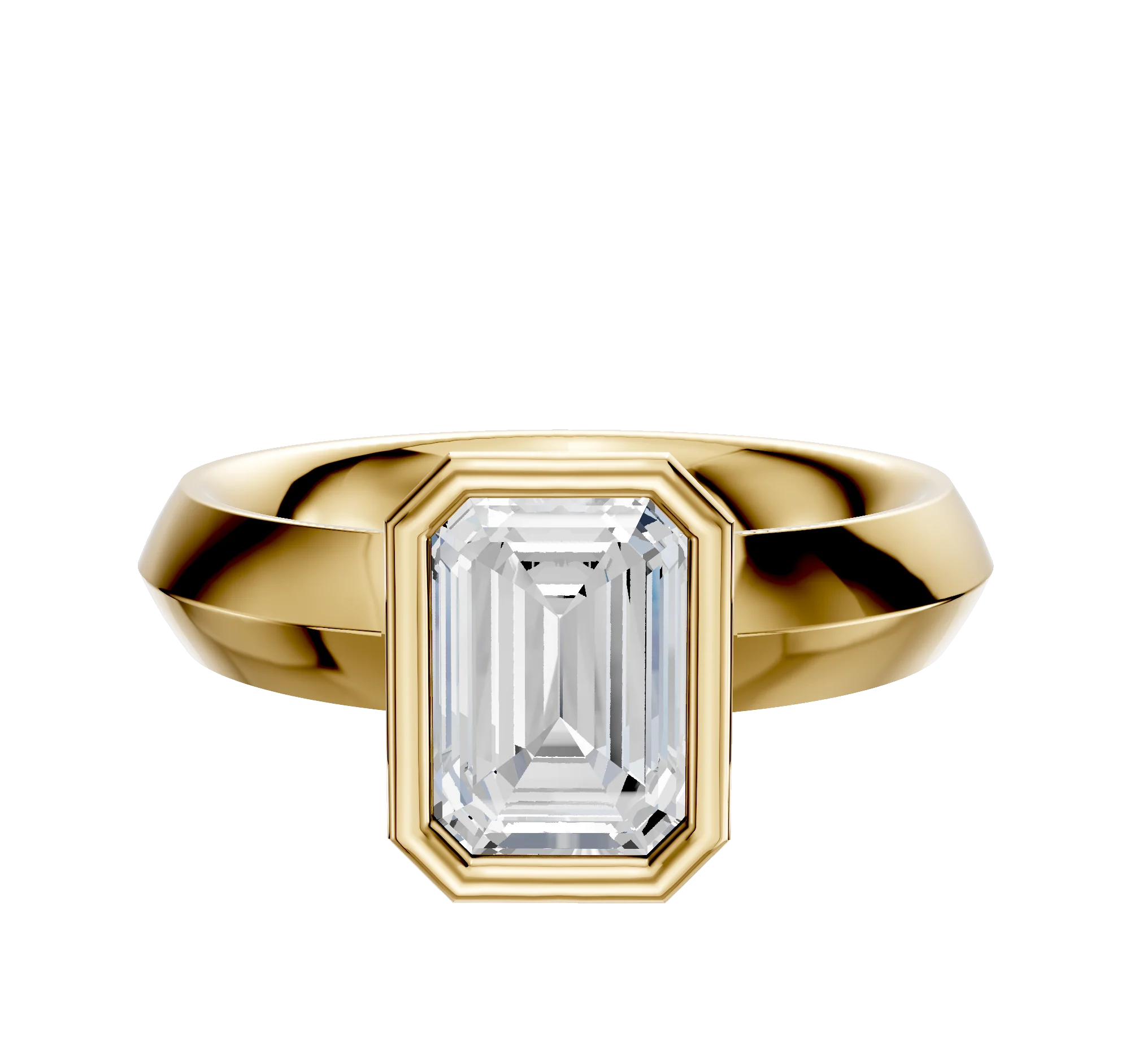 14K Yellow Gold Bezel Full Bezel North/South Classic Knife Edge 4.0mm Engagement Ring