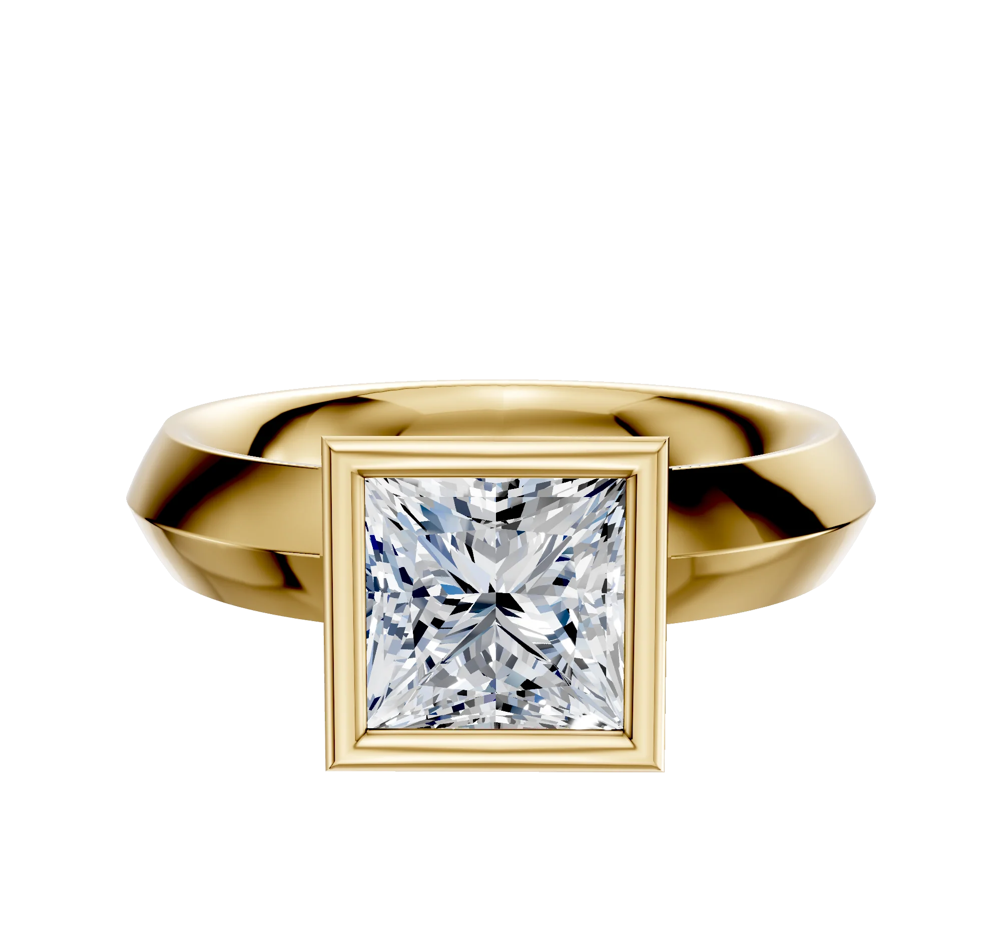14K Yellow Gold Bezel Full Bezel North/South Classic Knife Edge 4.0mm Engagement Ring