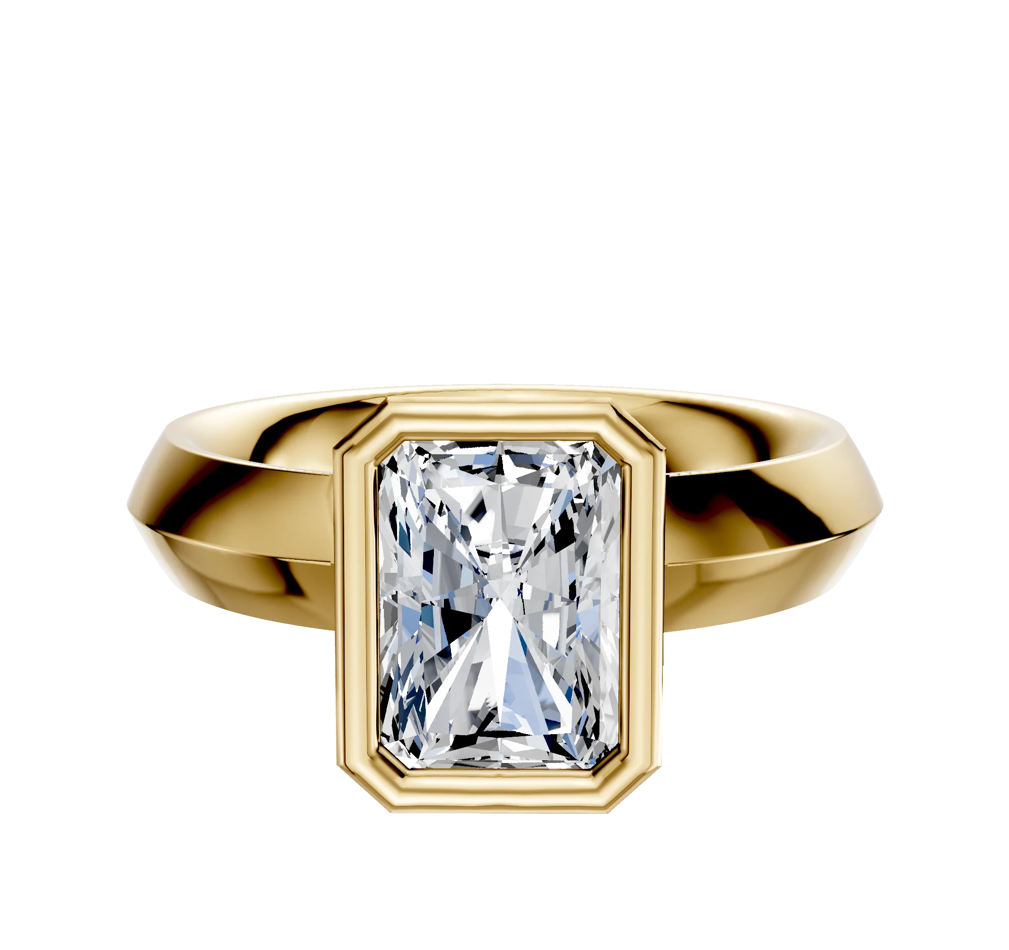 14K Yellow Gold Bezel Full Bezel North/South Classic Knife Edge 4.0mm Engagement Ring