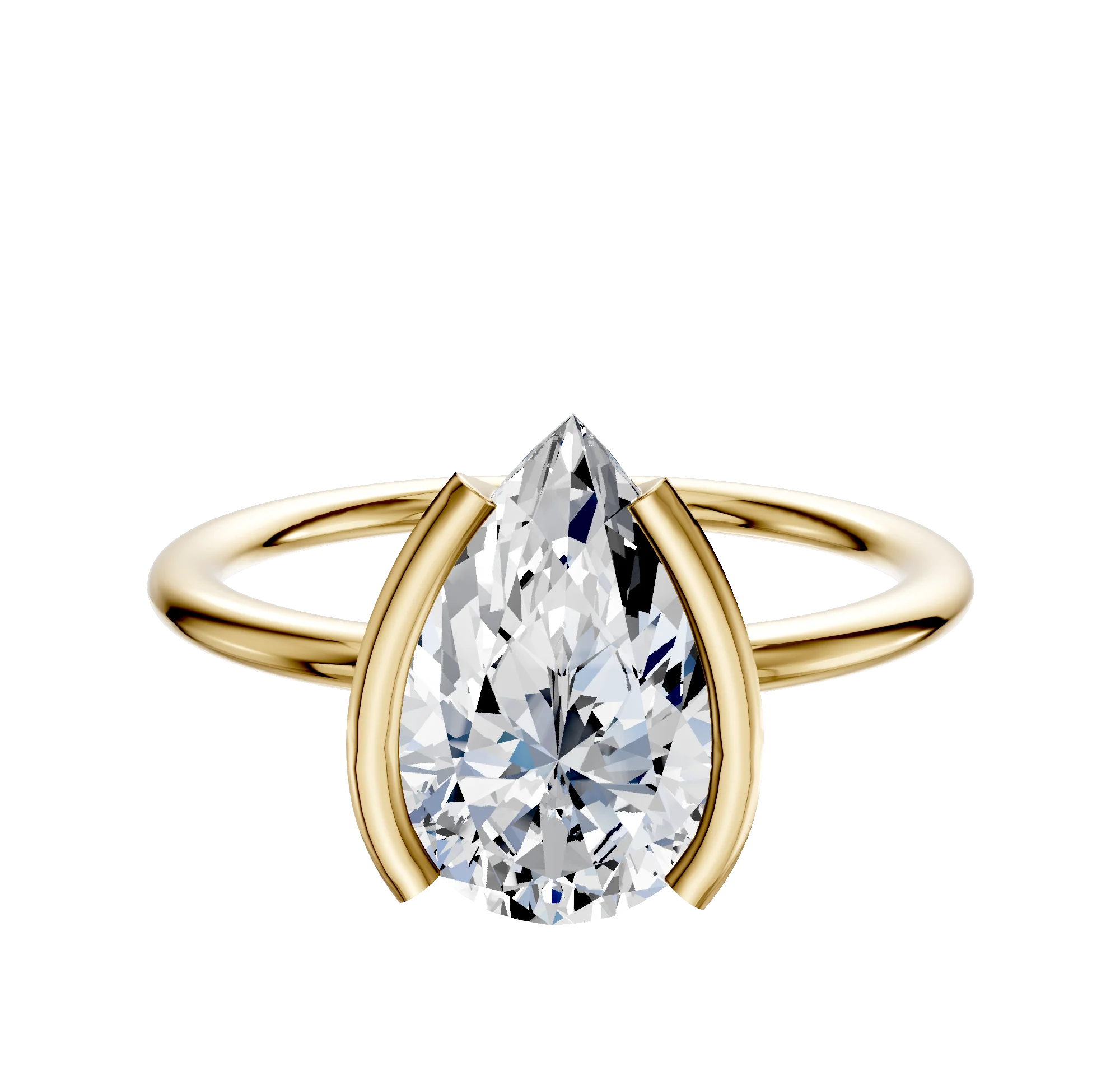 14K Yellow Gold Bezel Half Bezel North/South Classic Dome 1.5mm Engagement Ring