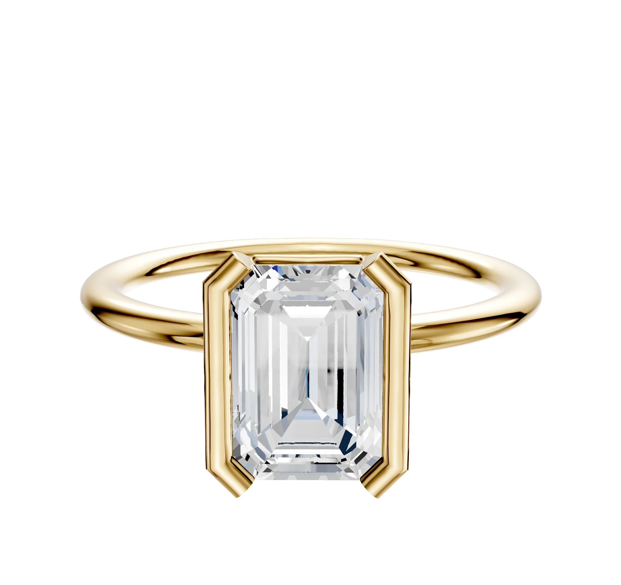 14K Yellow Gold Bezel Half Bezel North/South Classic Dome 1.5mm Engagement Ring
