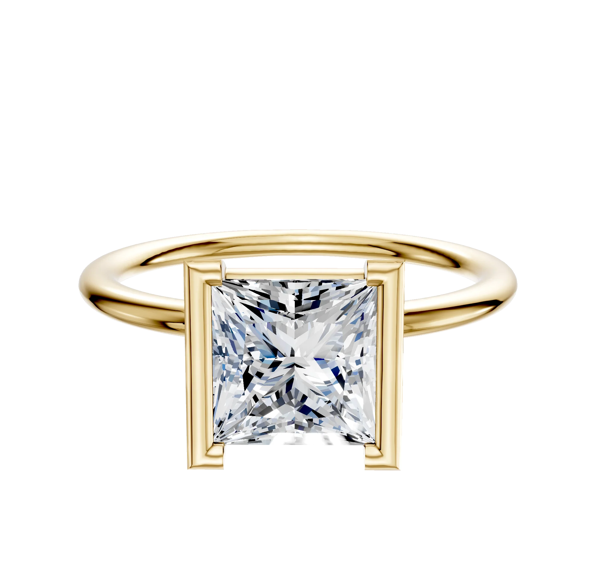 14K Yellow Gold Bezel Half Bezel North/South Classic Dome 1.5mm Engagement Ring