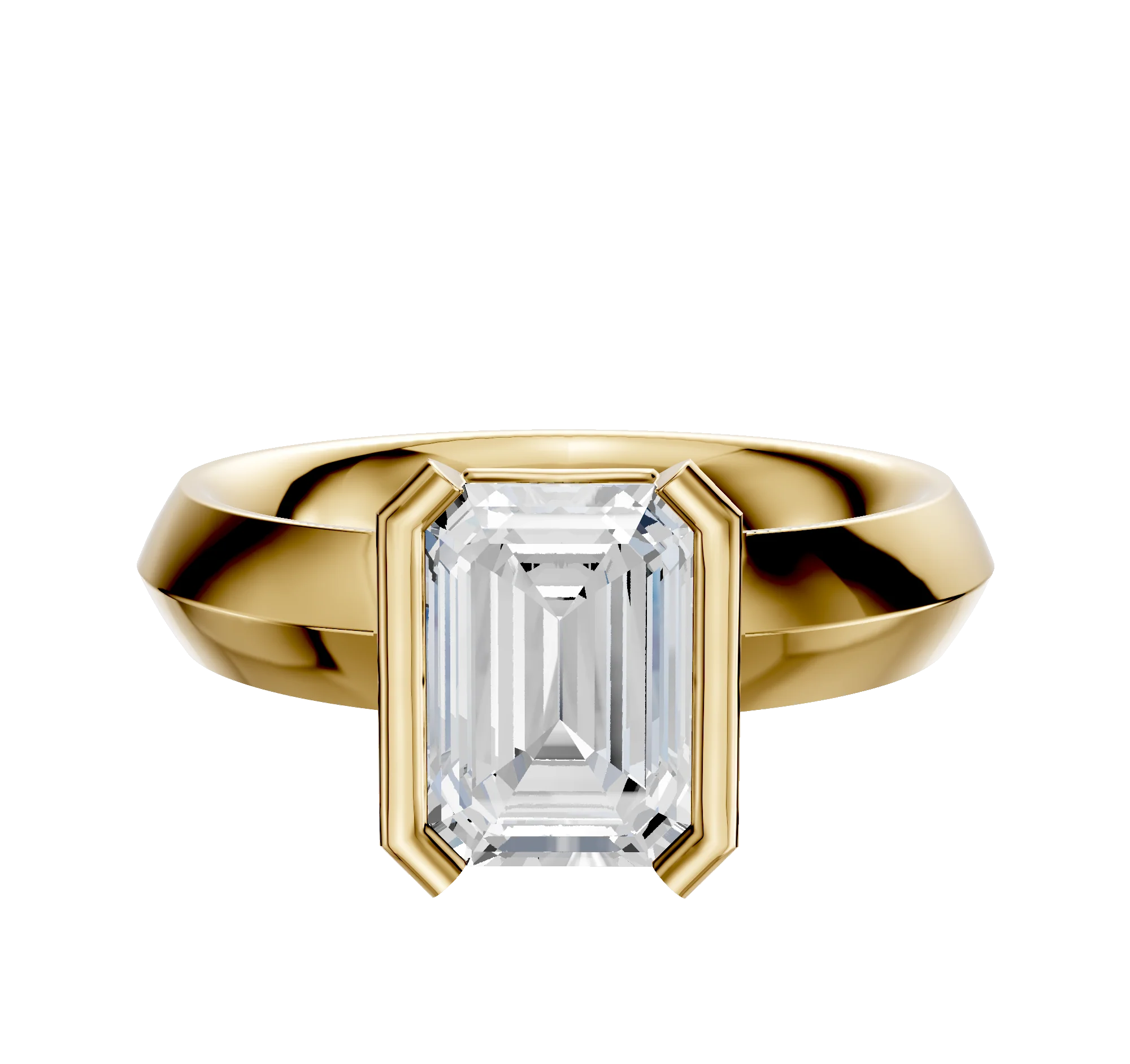 14K Yellow Gold Bezel Half Bezel North/South Classic Knife Edge 4.0mm Engagement Ring