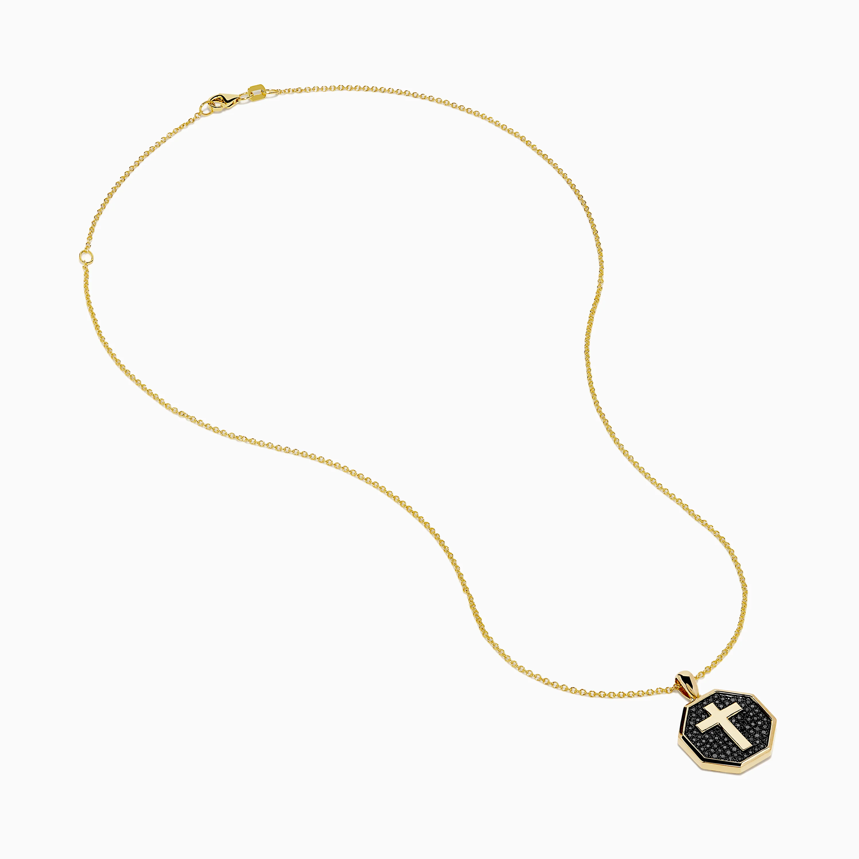 14K Yellow Gold Black Diamond Cross Pendant - Image 2