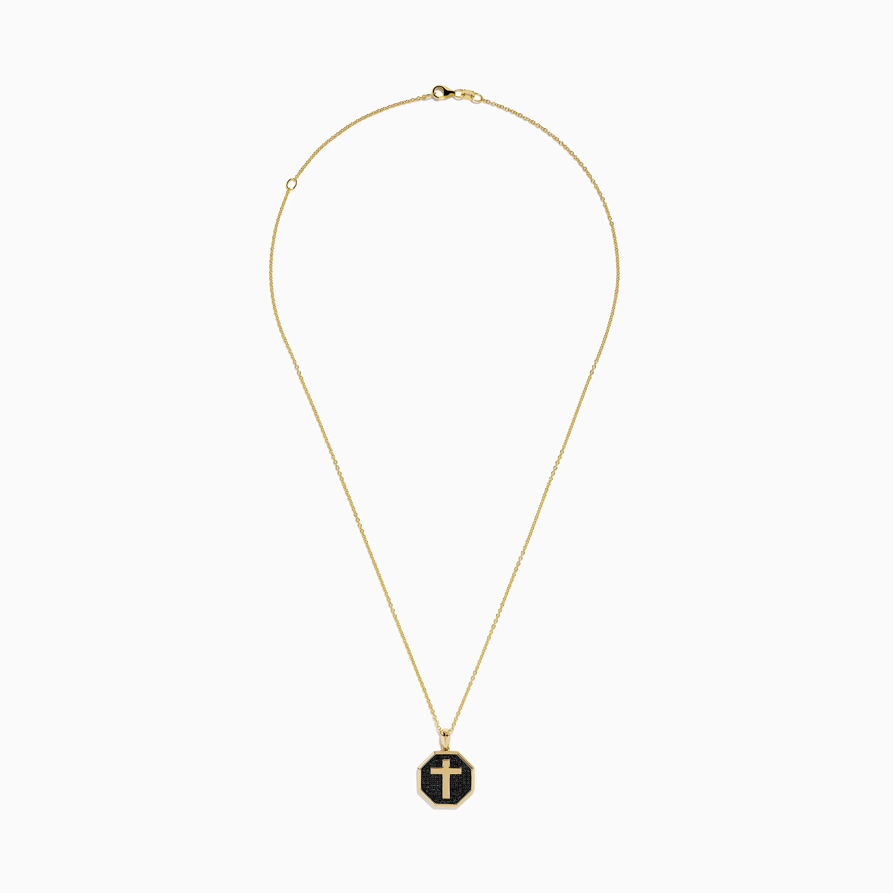 14K Yellow Gold Black Diamond Cross Pendant - Image 3