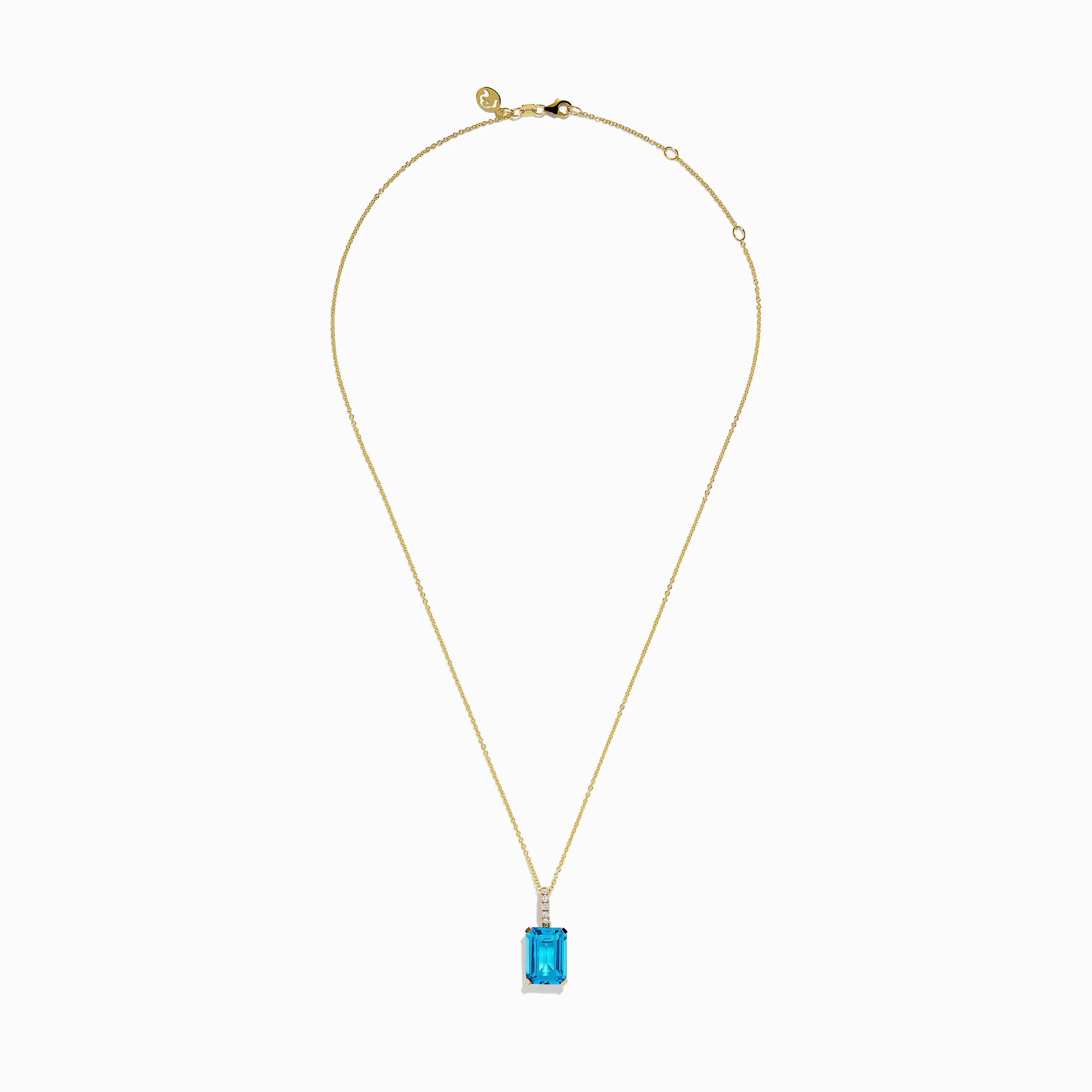 14K Yellow Gold Blue Topaz and Diamond Pendant - Image 3