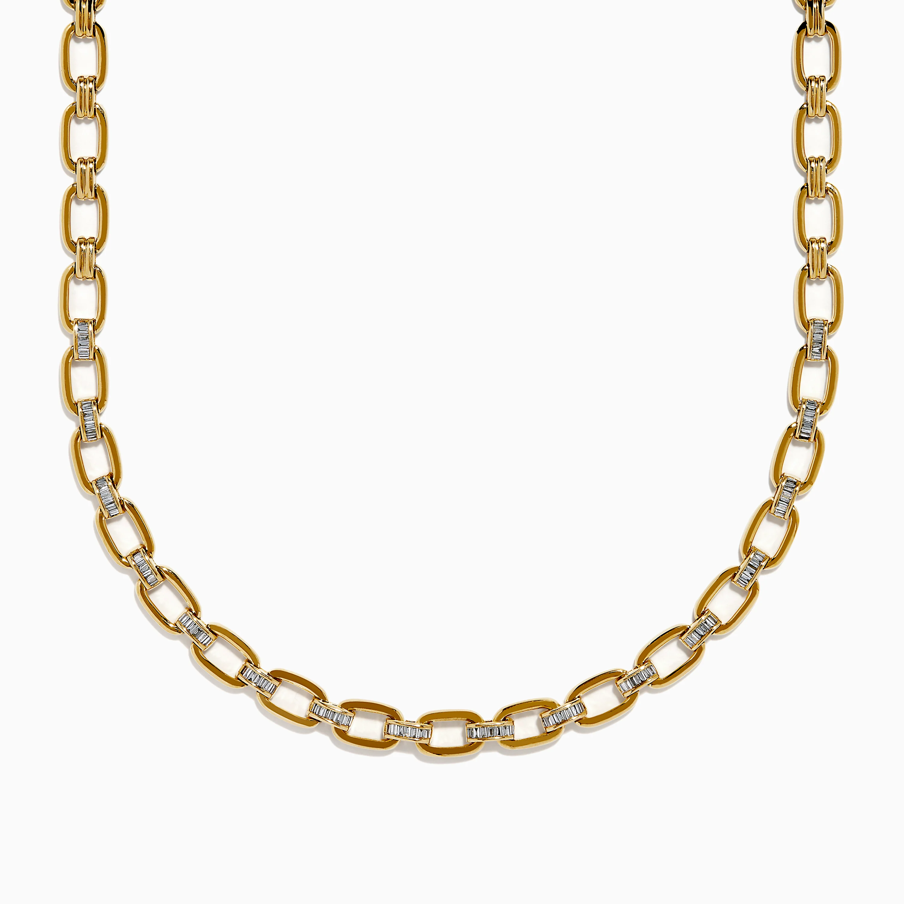 14K Yellow Gold Chain Link Necklace with Diamond Accents