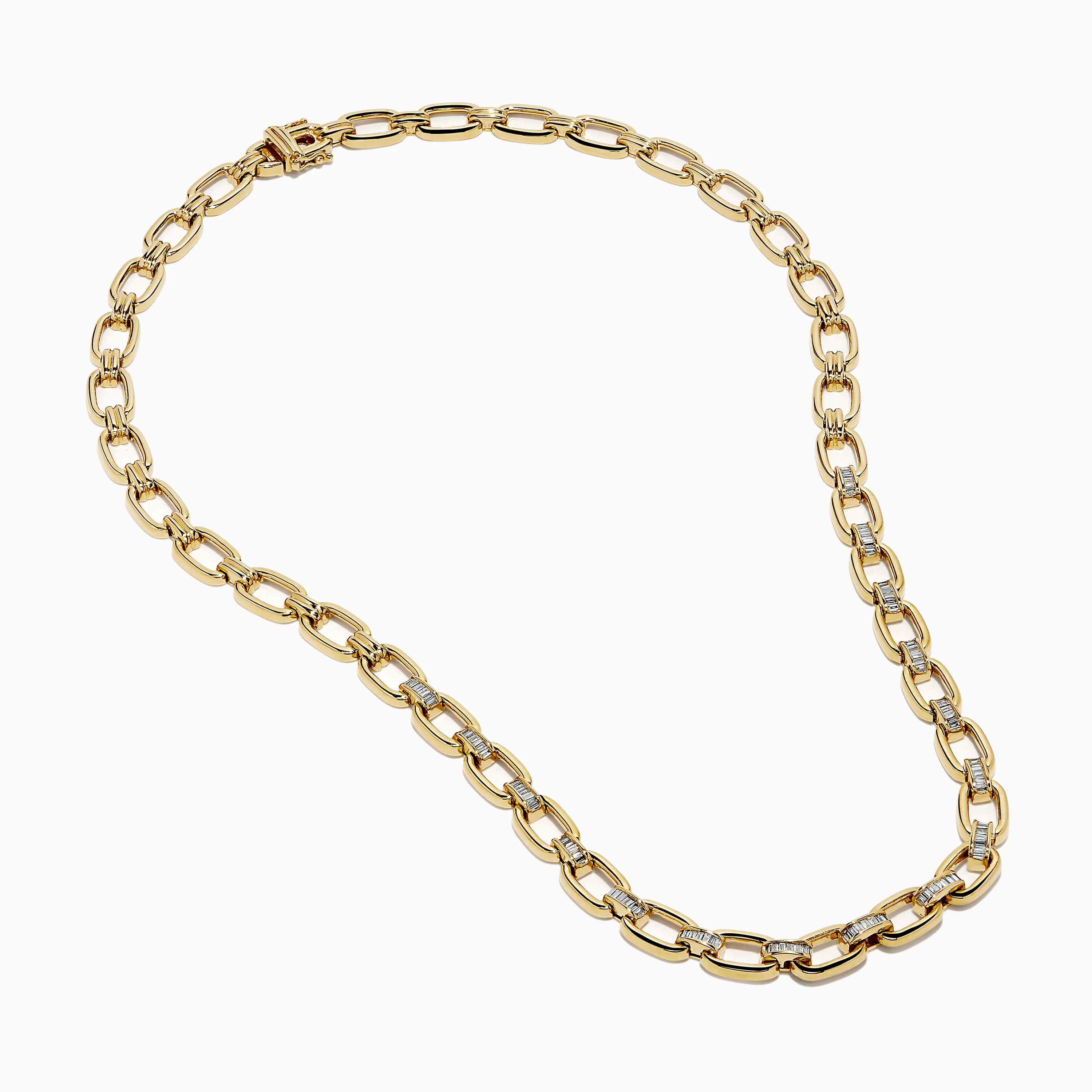 14K Yellow Gold Chain Link Necklace with Diamond Accents - Image 2