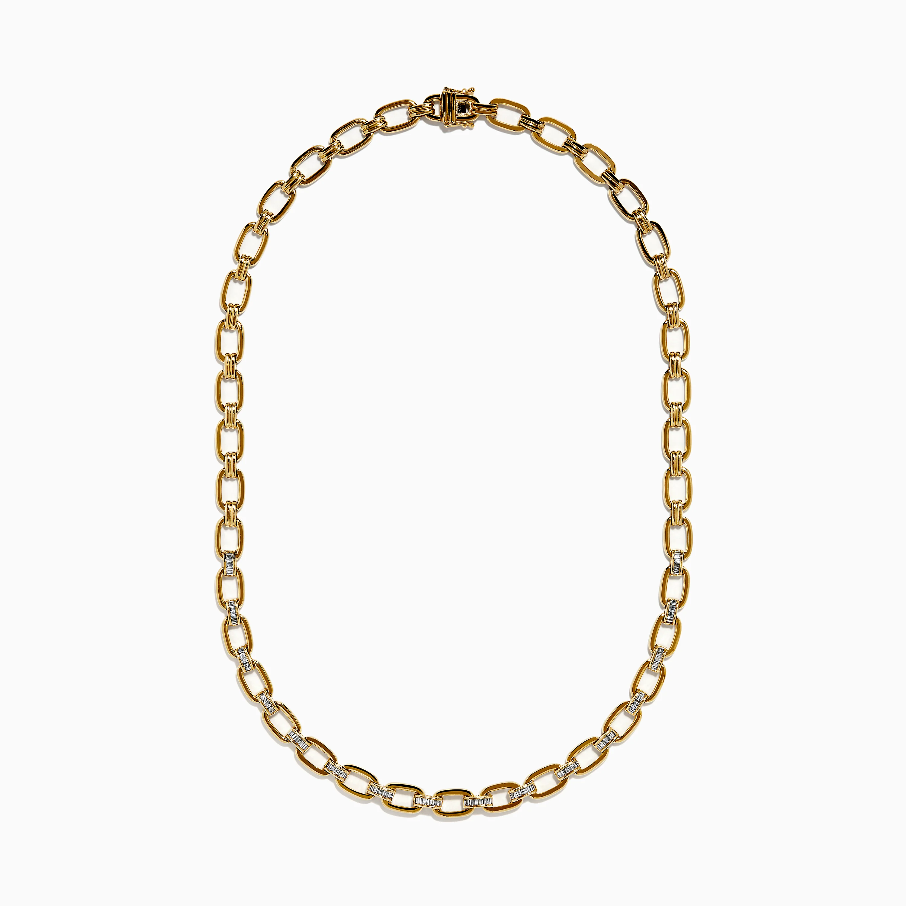 14K Yellow Gold Chain Link Necklace with Diamond Accents - Image 3