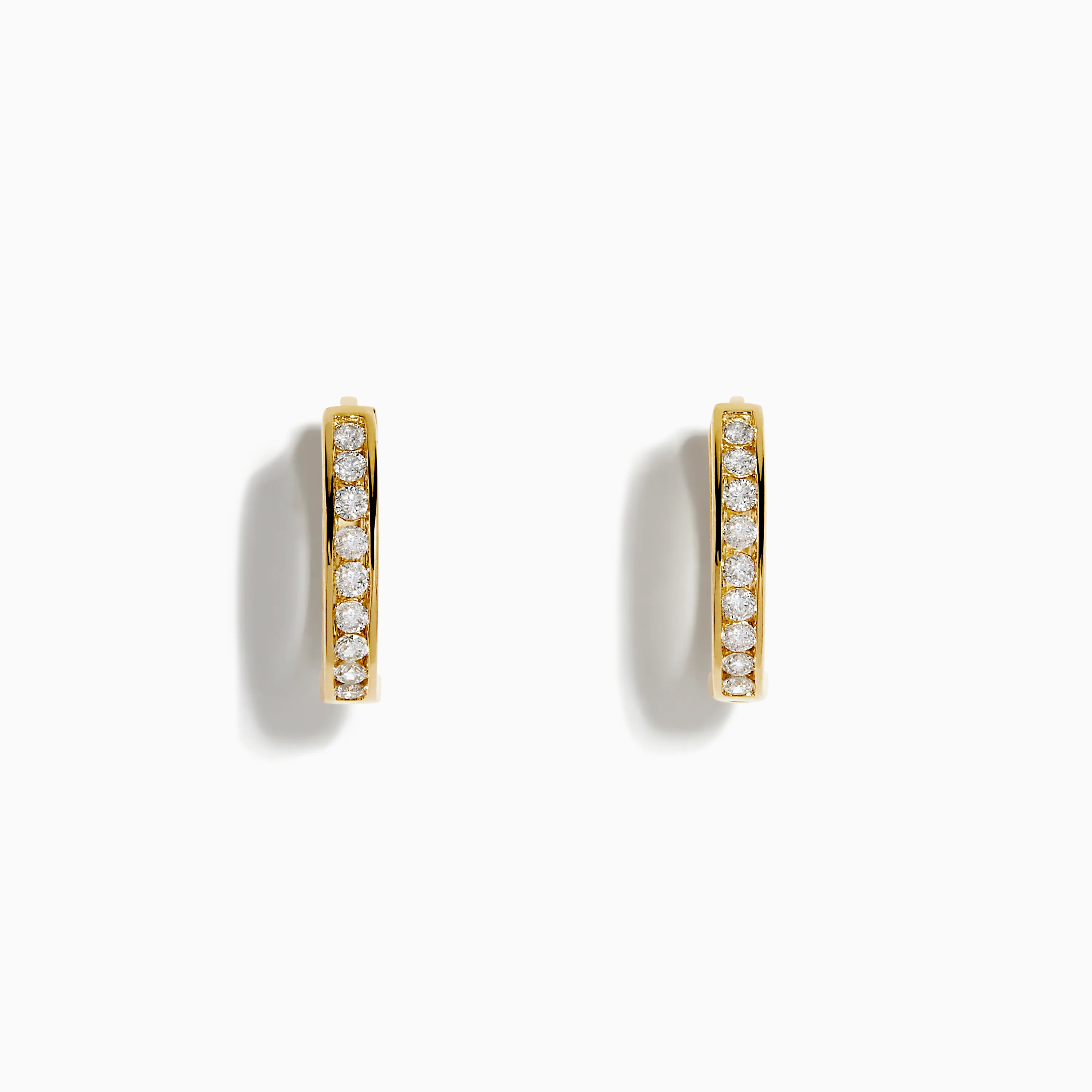14K Yellow Gold Channel Set Diamond Mini Hoop Earrings
