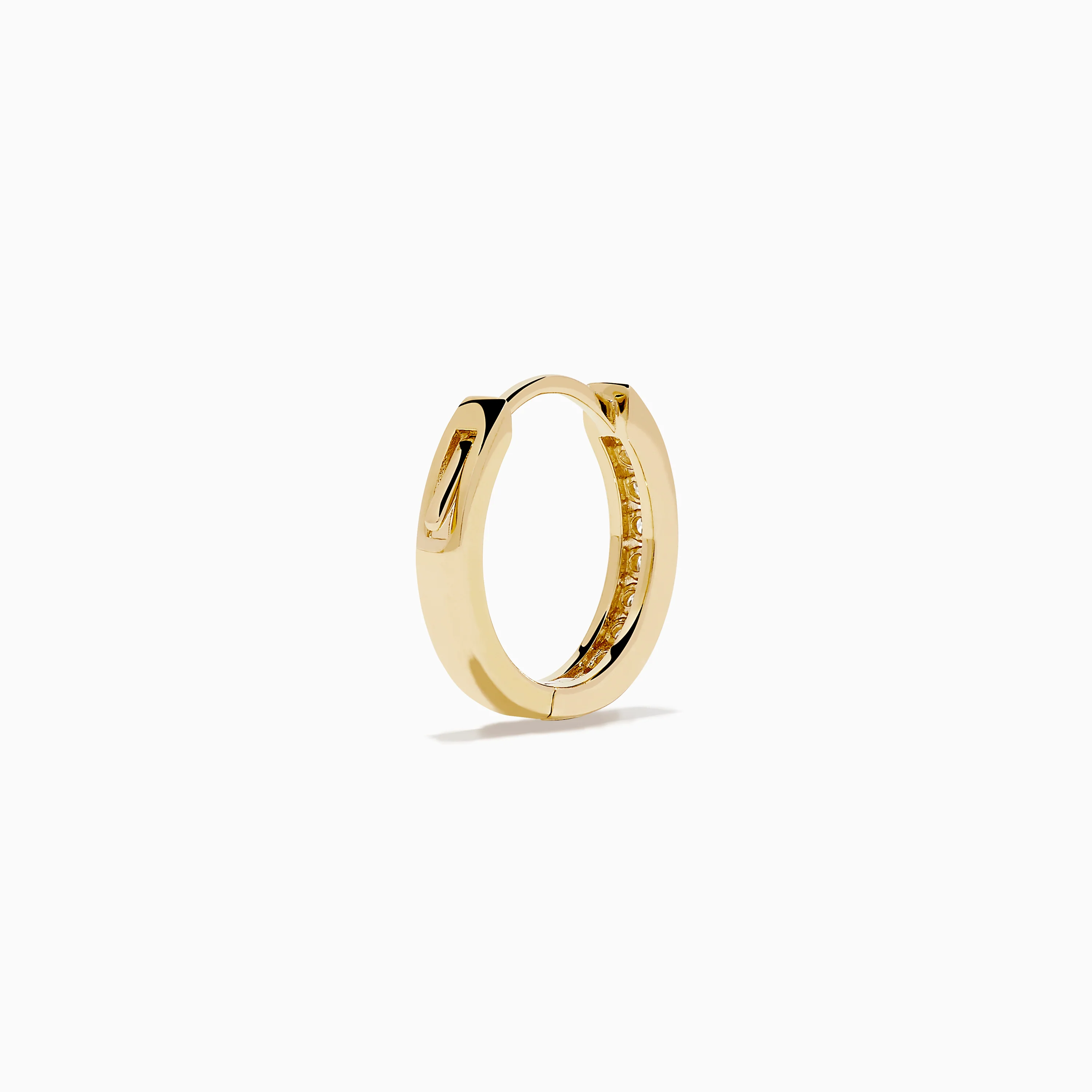 14K Yellow Gold Channel Set Diamond Mini Hoop Earrings - Image 4