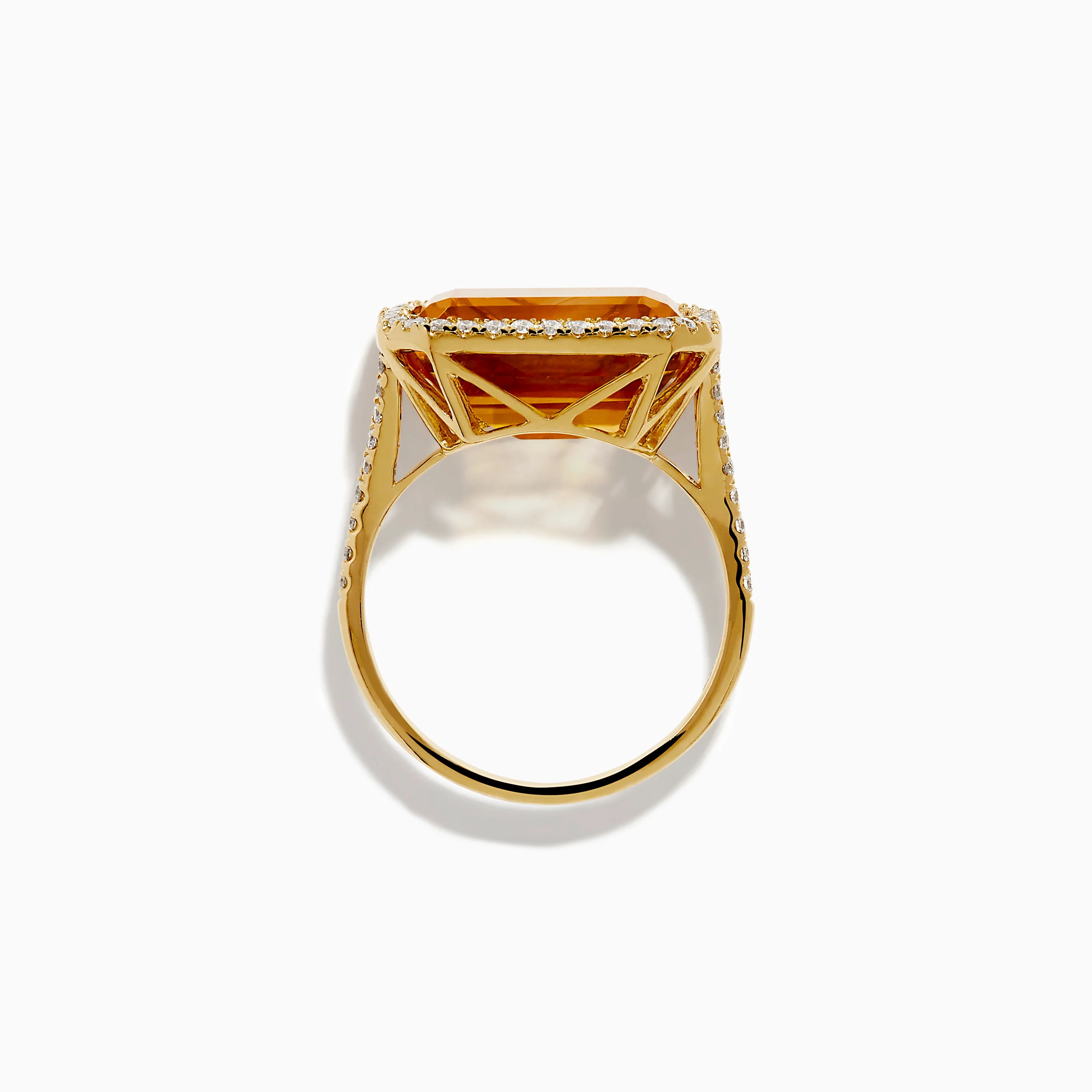 14K Yellow Gold Citrine and Diamond Halo East West Cocktail Ring - Image 3