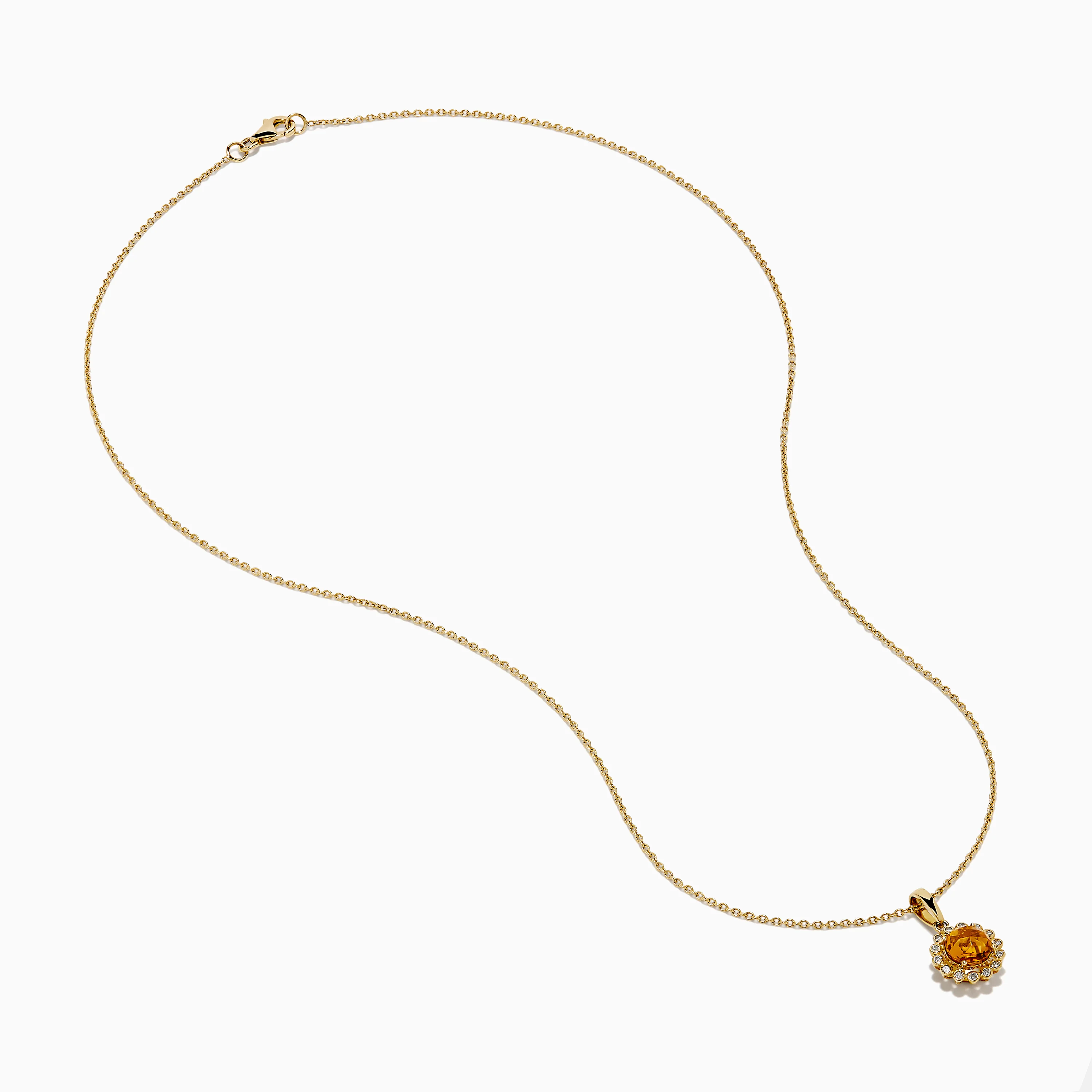 14K Yellow Gold Citrine and Diamond Halo Pendant - Image 2