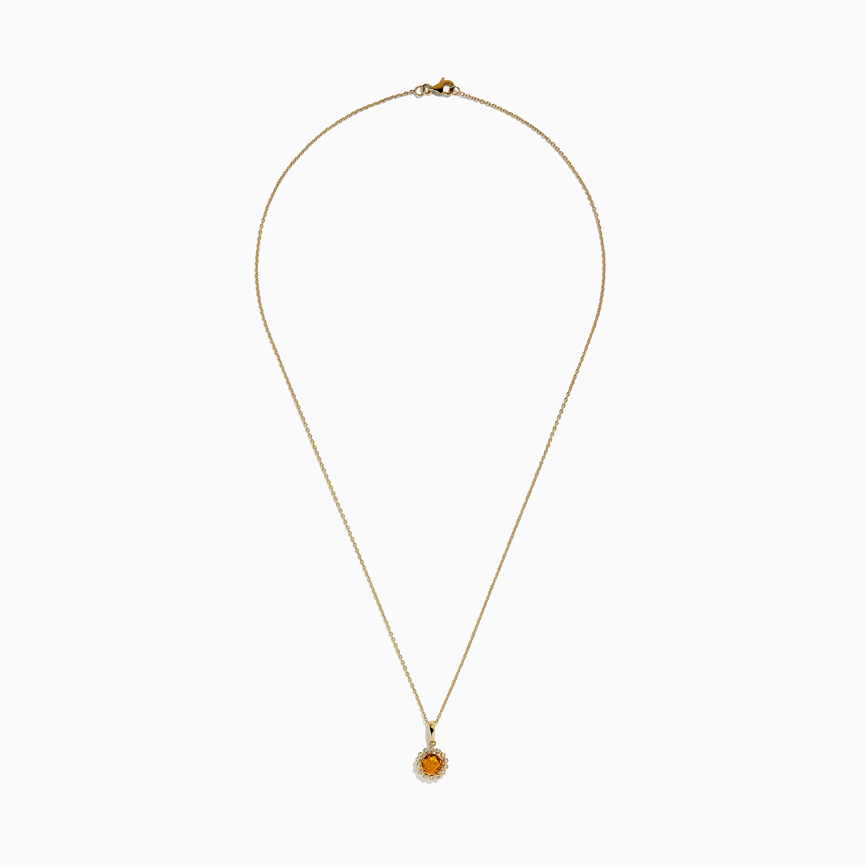 14K Yellow Gold Citrine and Diamond Halo Pendant - Image 3