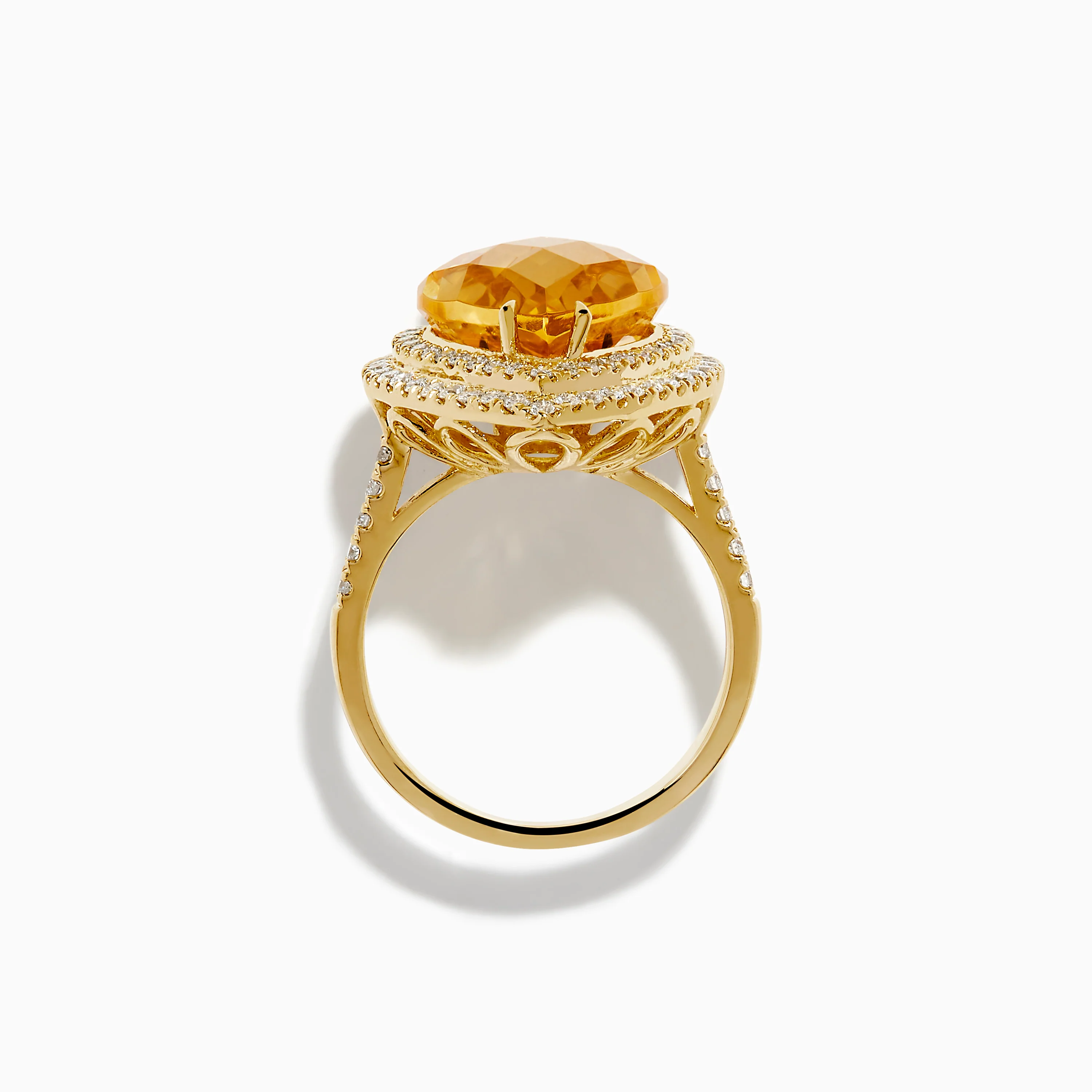 14K Yellow Gold Citrine and Diamond Pear Halo Cocktail Ring - Image 3