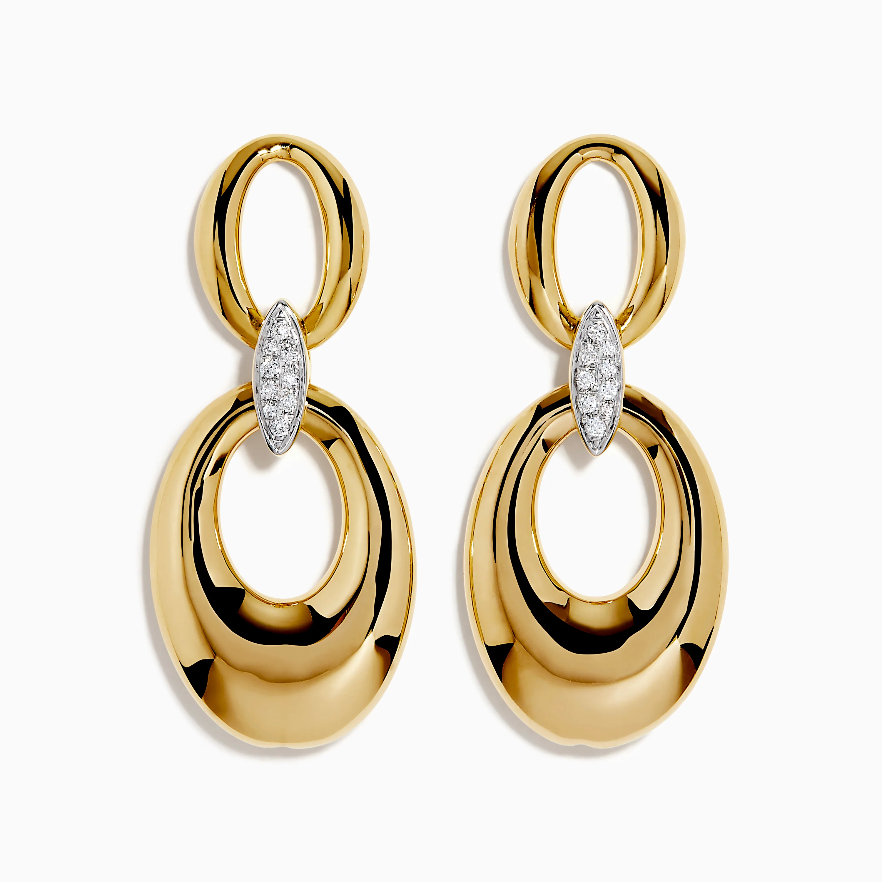 14K Yellow Gold Diamond Accented Double Drop Earrings